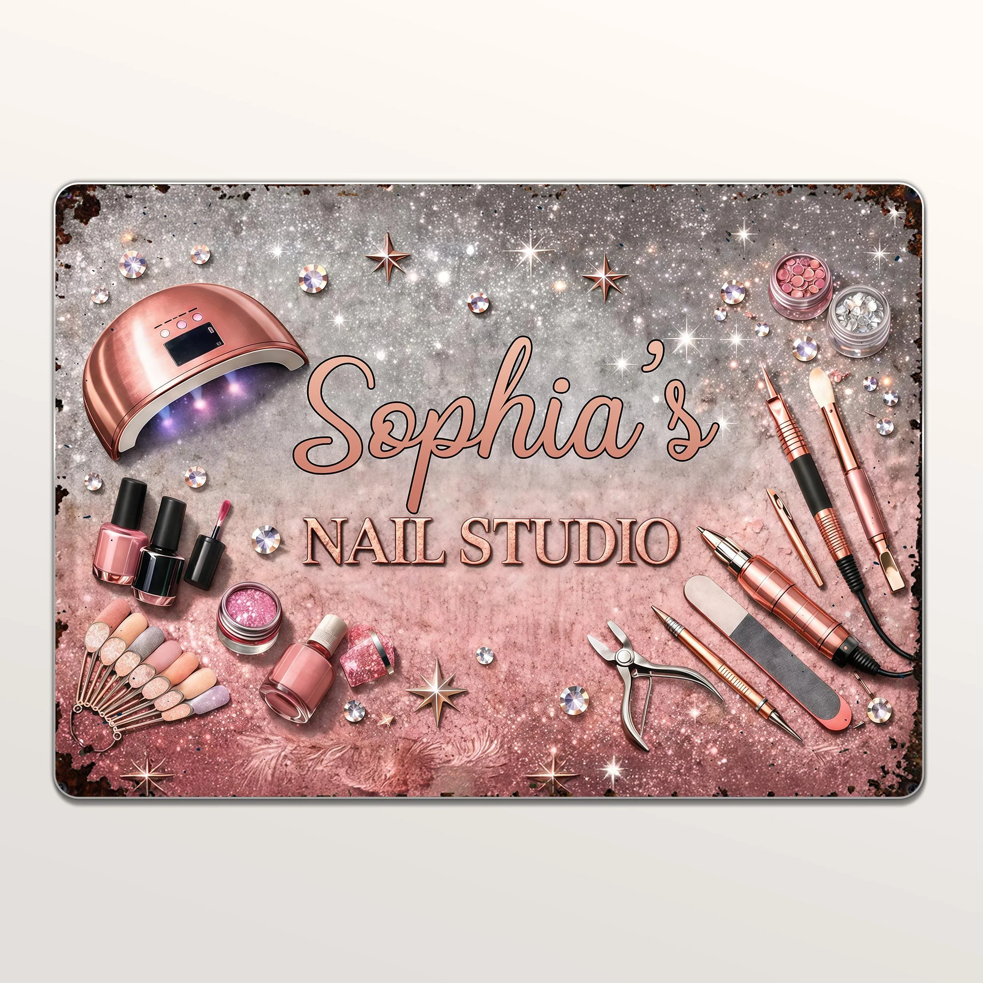 Nail Studio Personalized Manicure Tools And Glitter Stars Design - Personalized Metal Sign - JBS162_MSIGN - Image 7