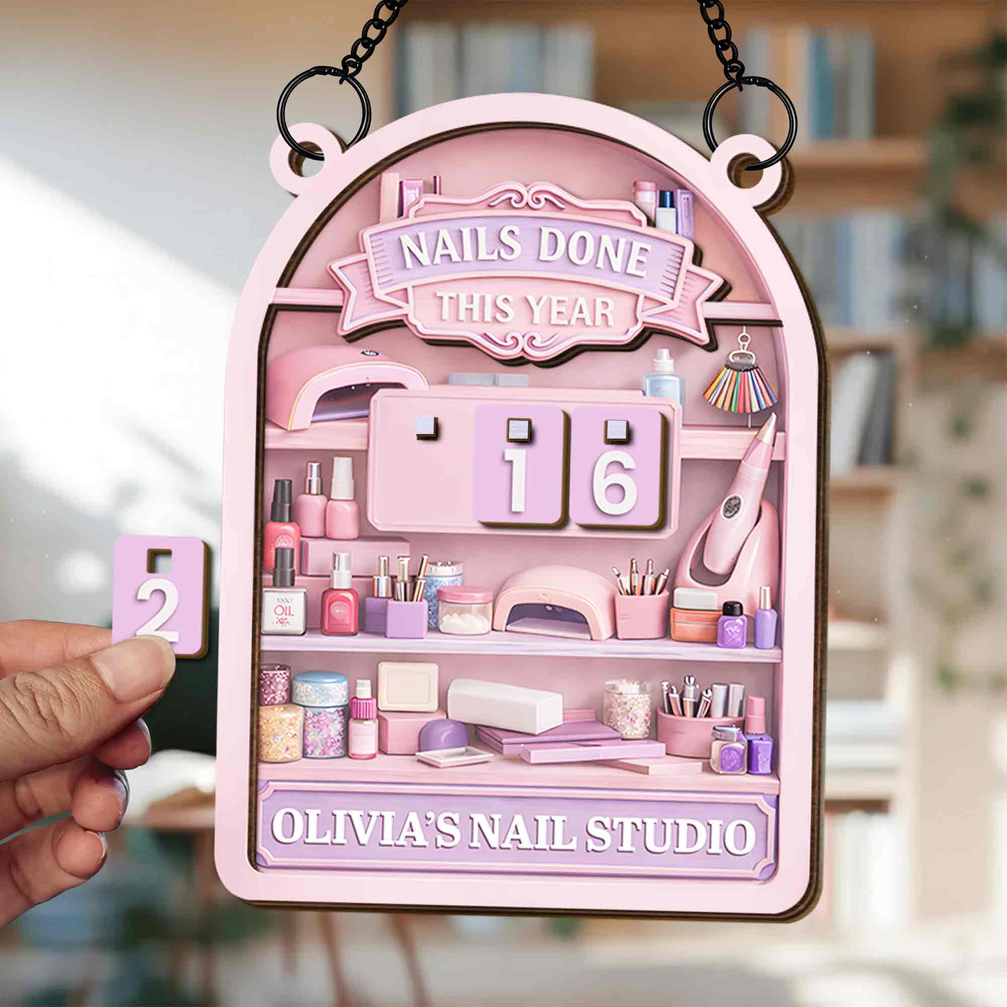 Nails Done This Year Nail Studio Tracker With Polish And Tools - Personalized Custom Tracker Sign - HOB142_TRASIG - Image 3
