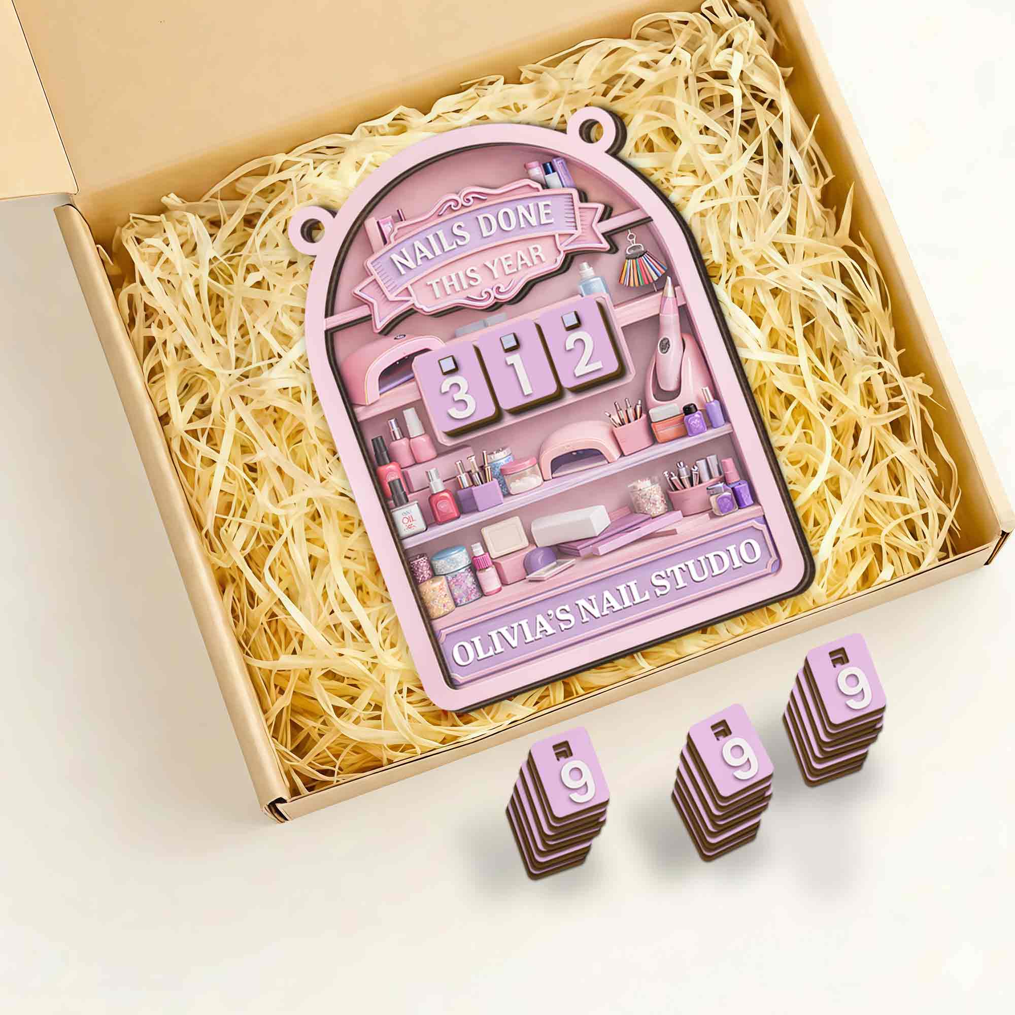 Nails Done This Year Nail Studio Tracker With Polish And Tools - Personalized Custom Tracker Sign - HOB142_TRASIG - Image 4