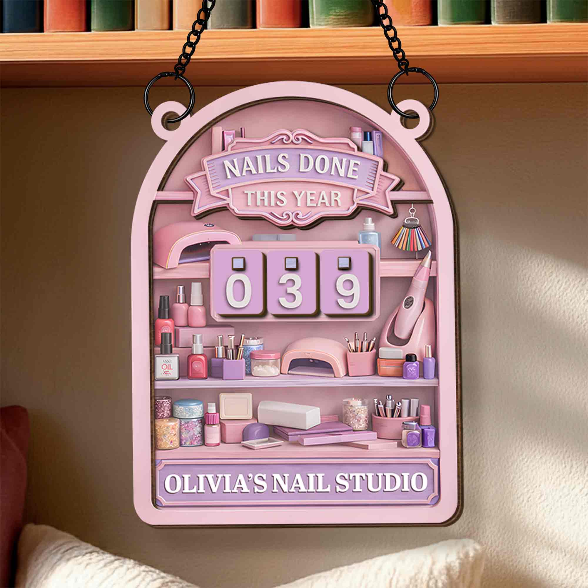 Nails Done This Year Nail Studio Tracker With Polish And Tools - Personalized Custom Tracker Sign - HOB142_TRASIG - Image 5