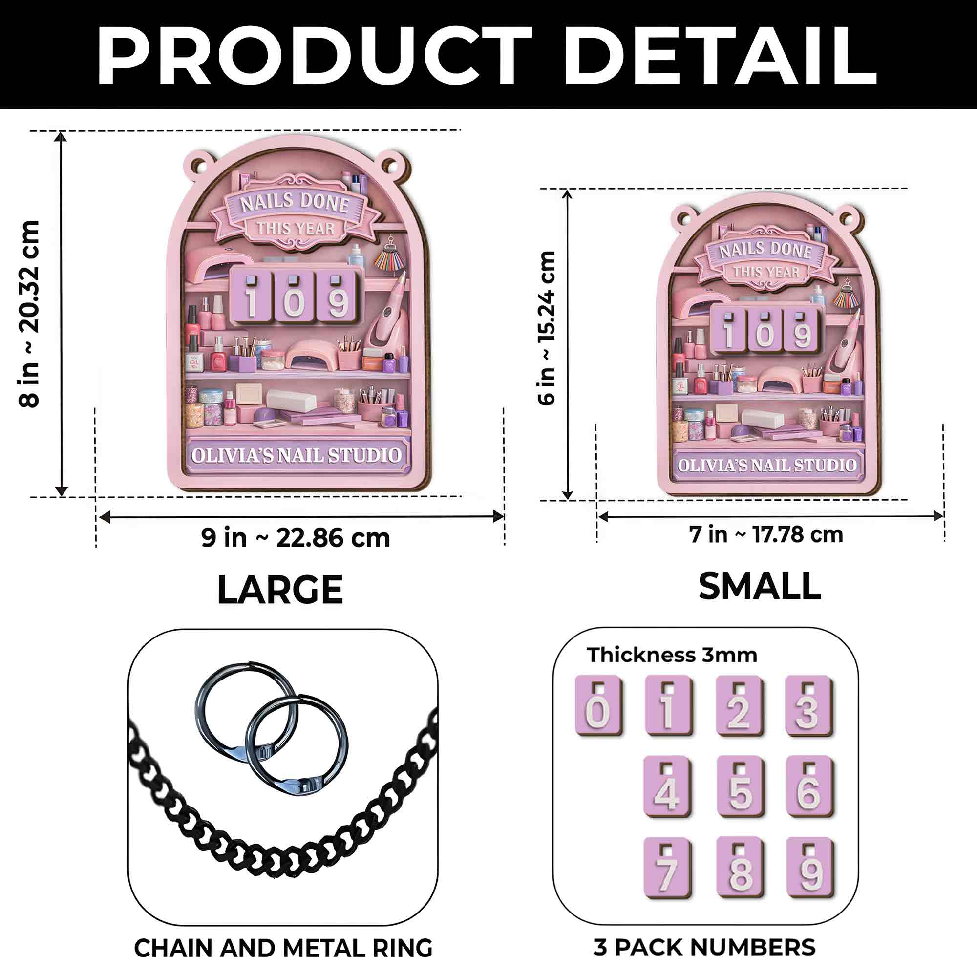 Nails Done This Year Nail Studio Tracker With Polish And Tools - Personalized Custom Tracker Sign - HOB142_TRASIG - Image 6