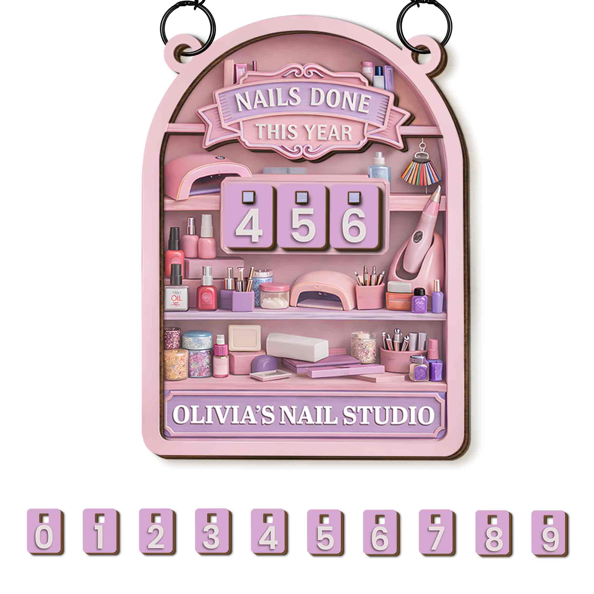 Nails Done This Year Nail Studio Tracker With Polish And Tools - Personalized Custom Tracker Sign - HOB142_TRASIG - Image 7