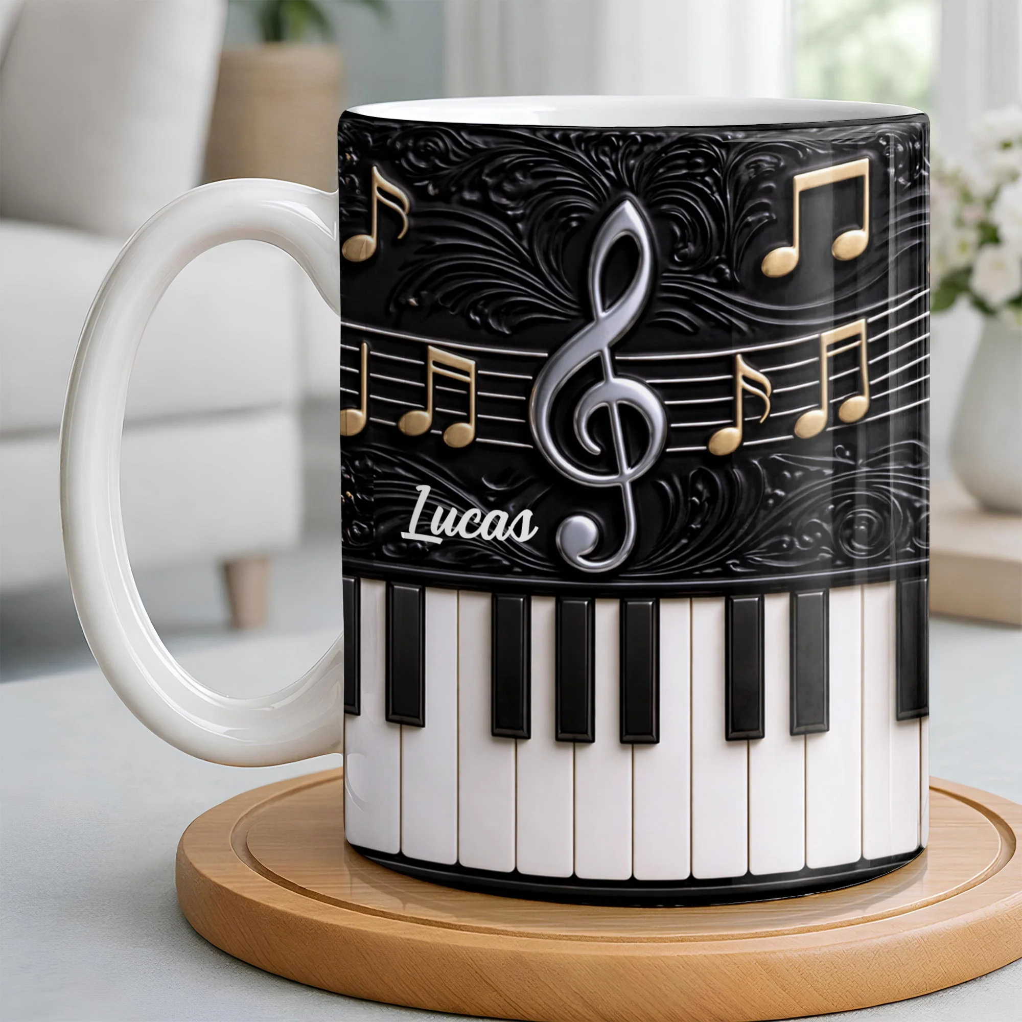Personalized Music Note Design With Piano Keys - Personalized Custom Coffee Mug - MUSIC024_MG - Image 3