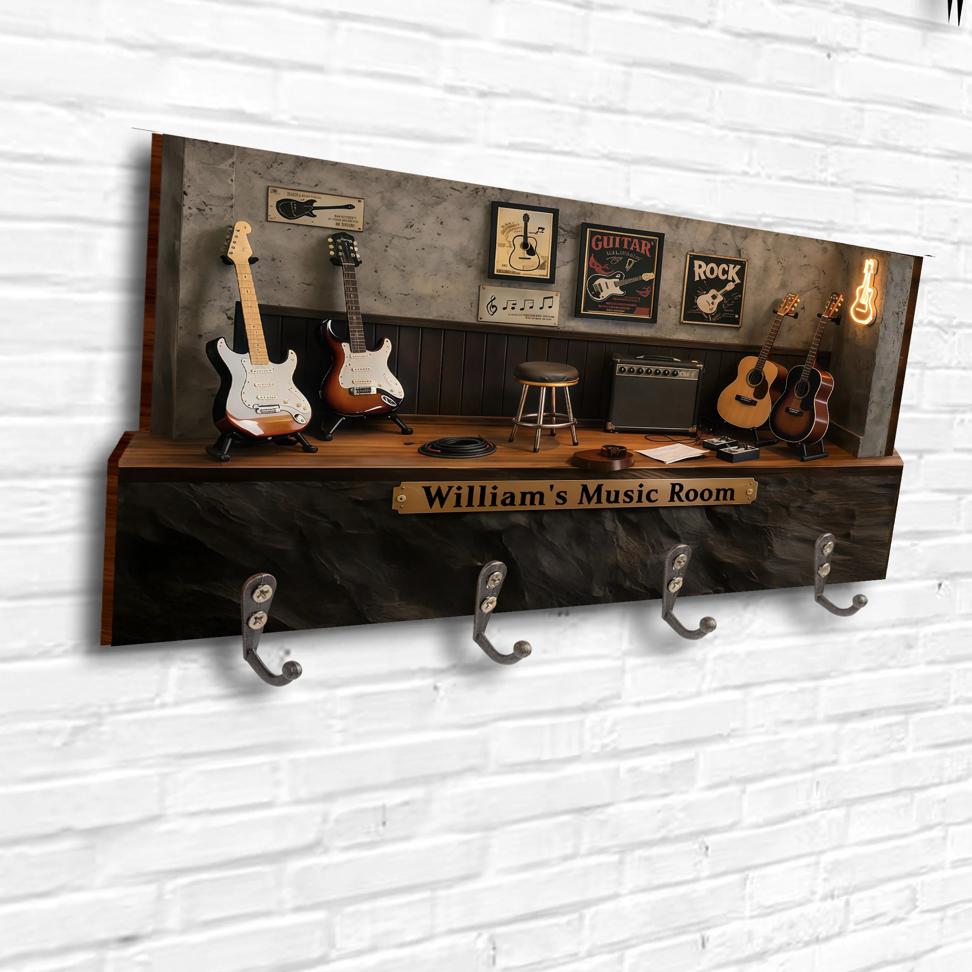 Personalized Music Room Design Featuring Electric And Acoustic Guitars - Personalized Key Holder - MUSIC013_KHO - Image 3