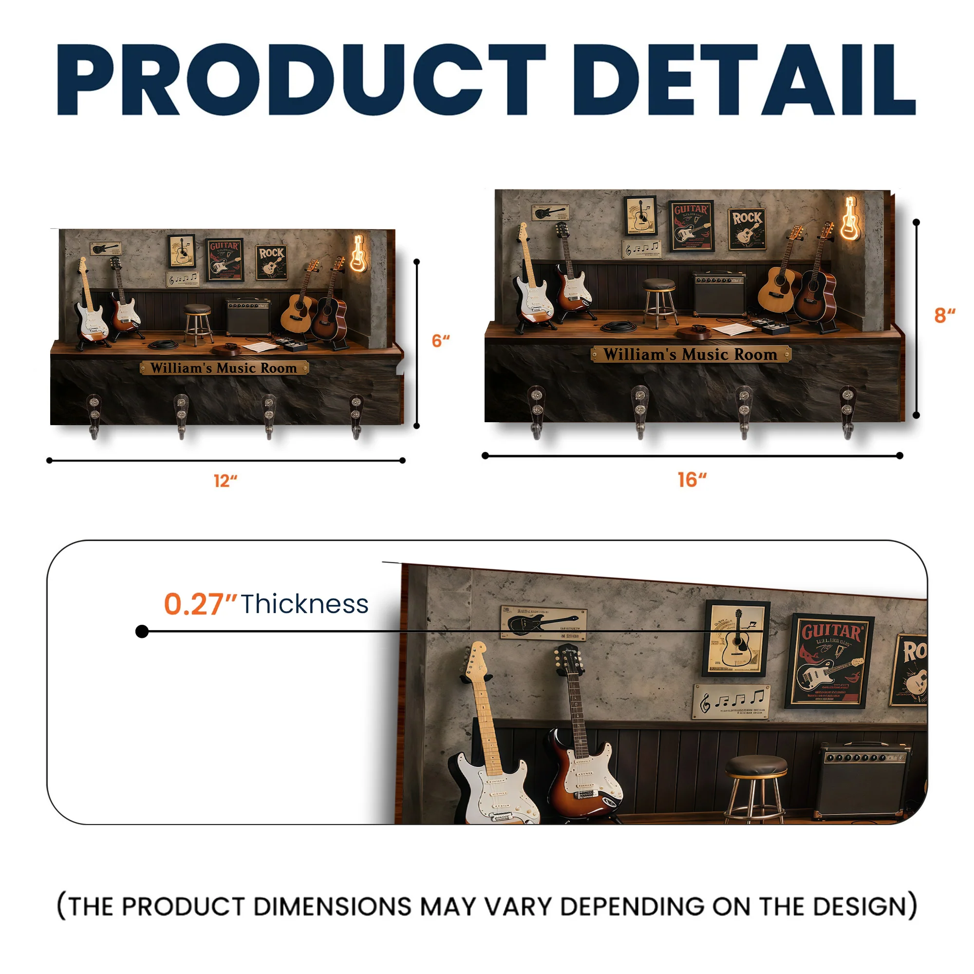 Personalized Music Room Design Featuring Electric And Acoustic Guitars - Personalized Key Holder - MUSIC013_KHO - Image 5