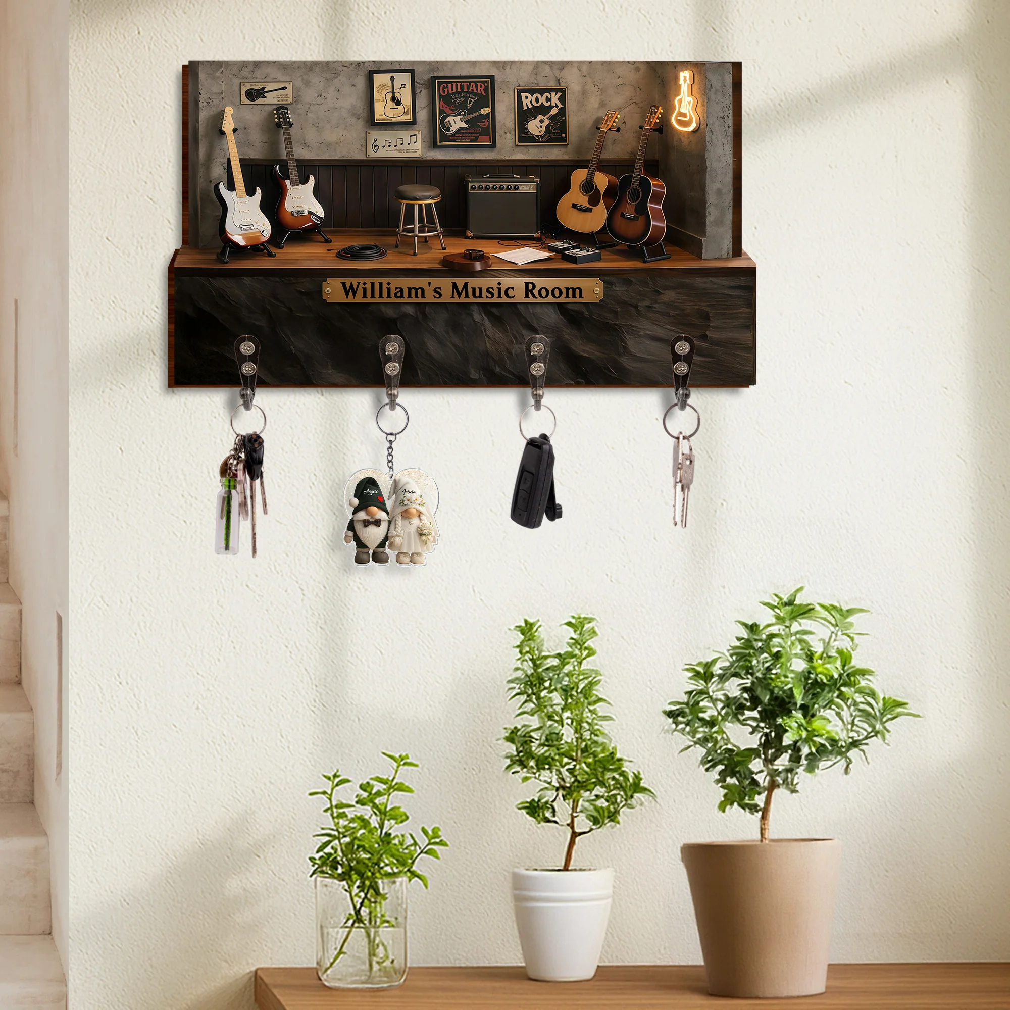 Personalized Music Room Design Featuring Electric And Acoustic Guitars - Personalized Key Holder - MUSIC013_KHO - Image 6
