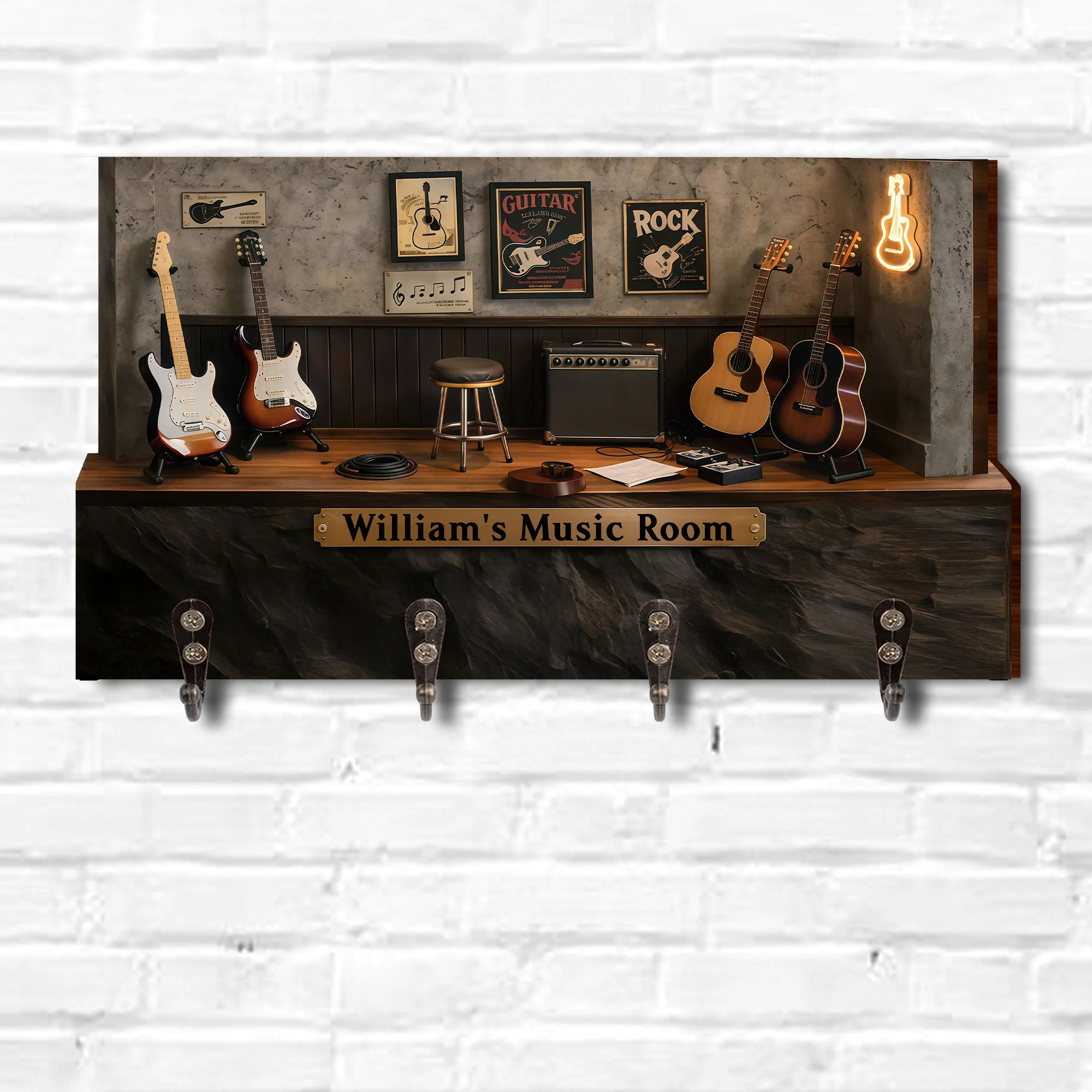 Personalized Music Room Design Featuring Electric And Acoustic Guitars - Personalized Key Holder - MUSIC013_KHO - Image 7