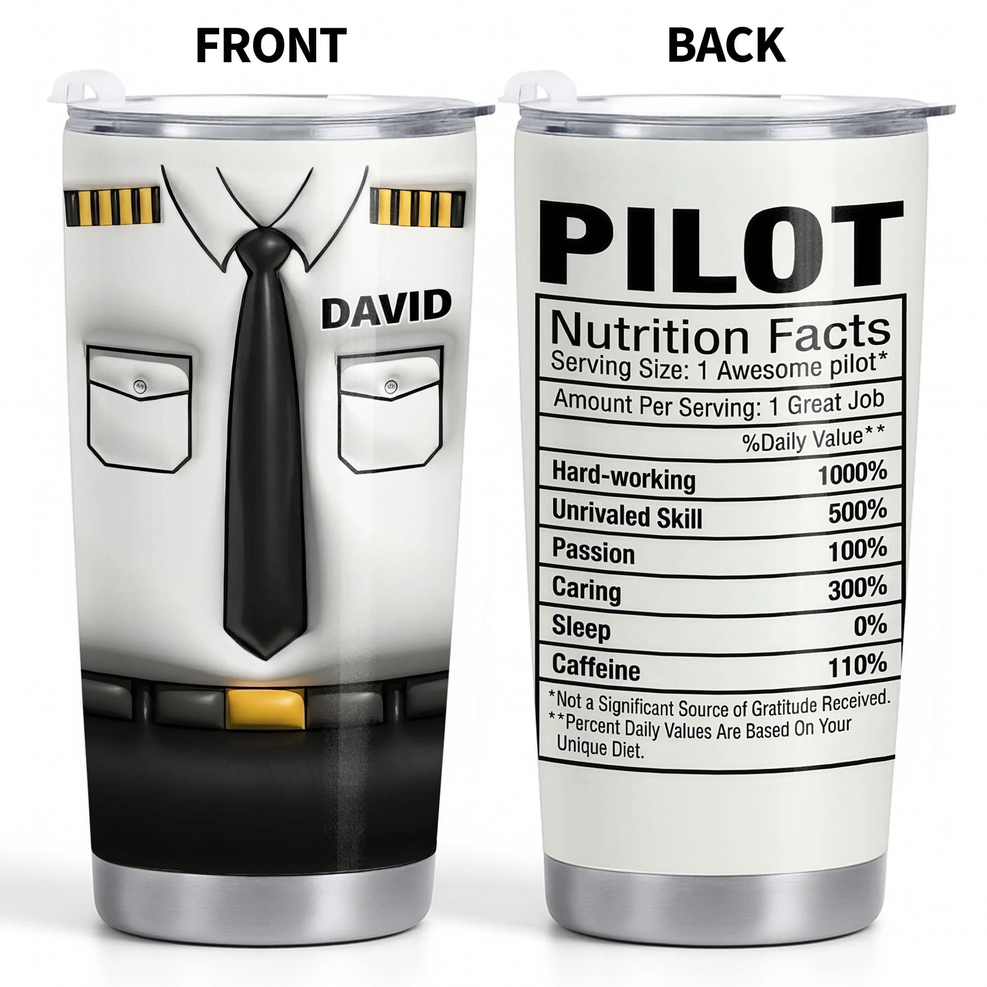 Pilot Nutrition Facts Personalized Pilot Uniform With Tie And Epaulets - Personalized Custom Stainless Steel Tumbler 20oz 30oz - JBS145_TB - Image 12