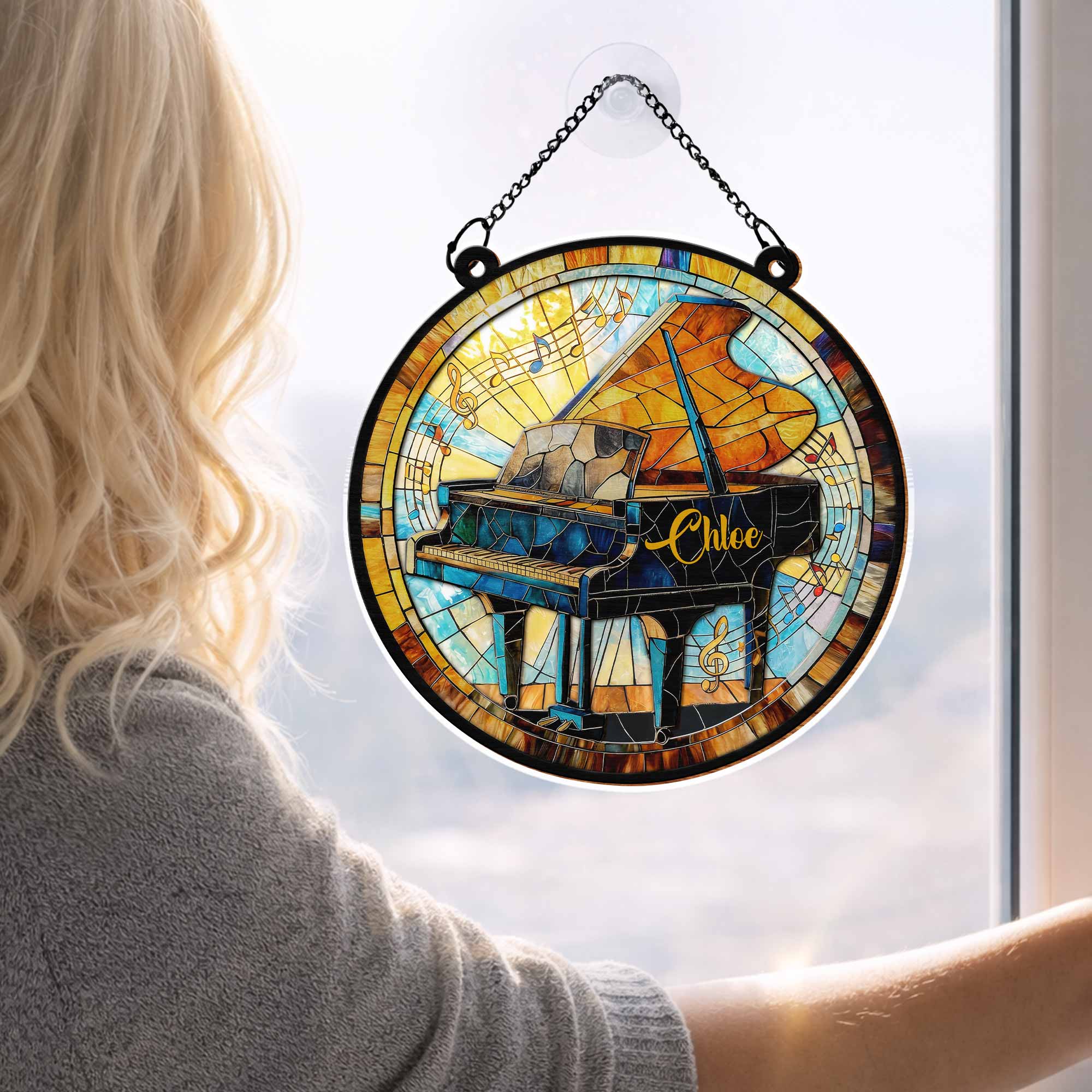 Play With Your Heart Stained Glass Grand Piano Musical Notes - Personalized Custom Suncatcher - HOB076_CSUN - Image 6