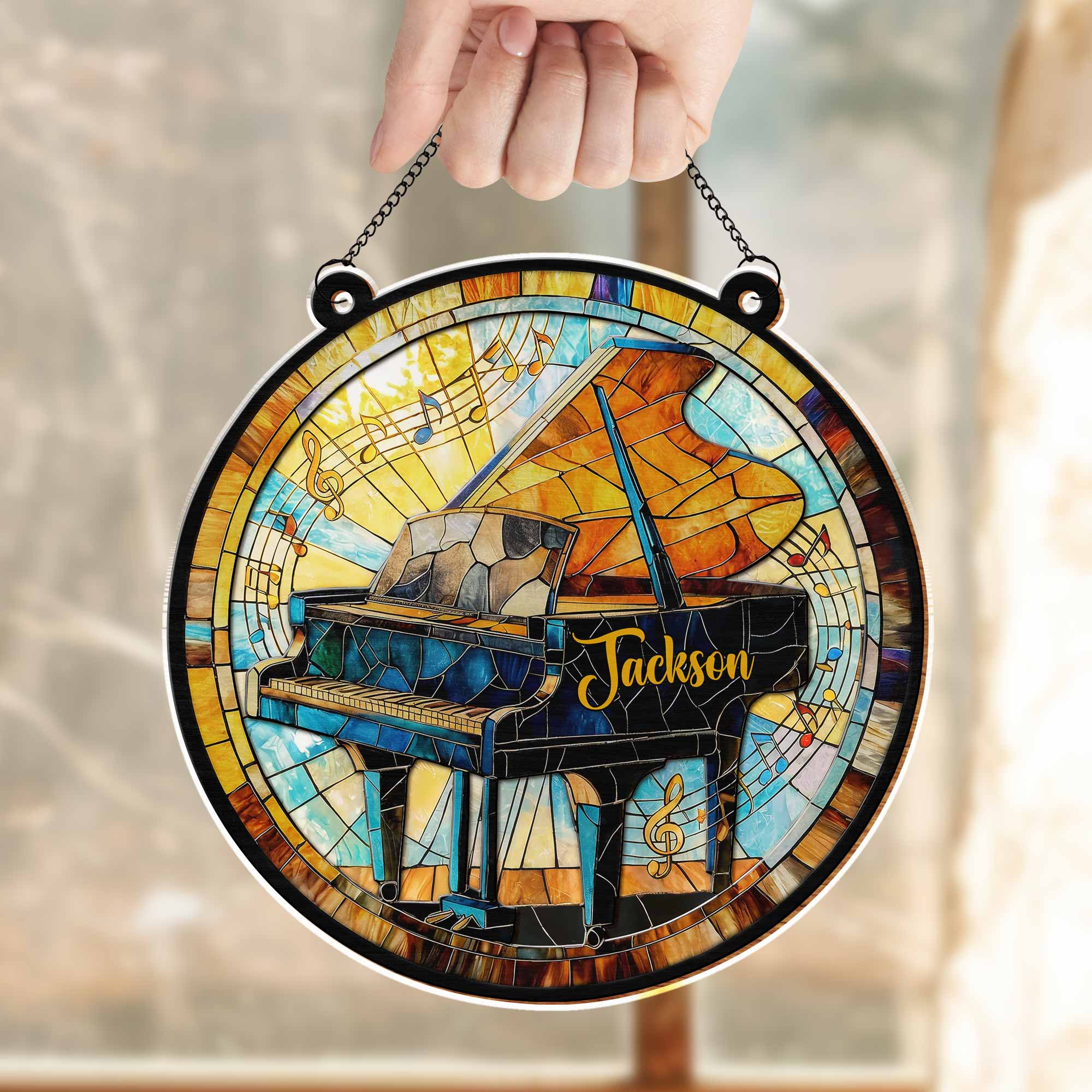 Play With Your Heart Stained Glass Grand Piano Musical Notes - Personalized Custom Suncatcher - HOB076_CSUN - Image 7
