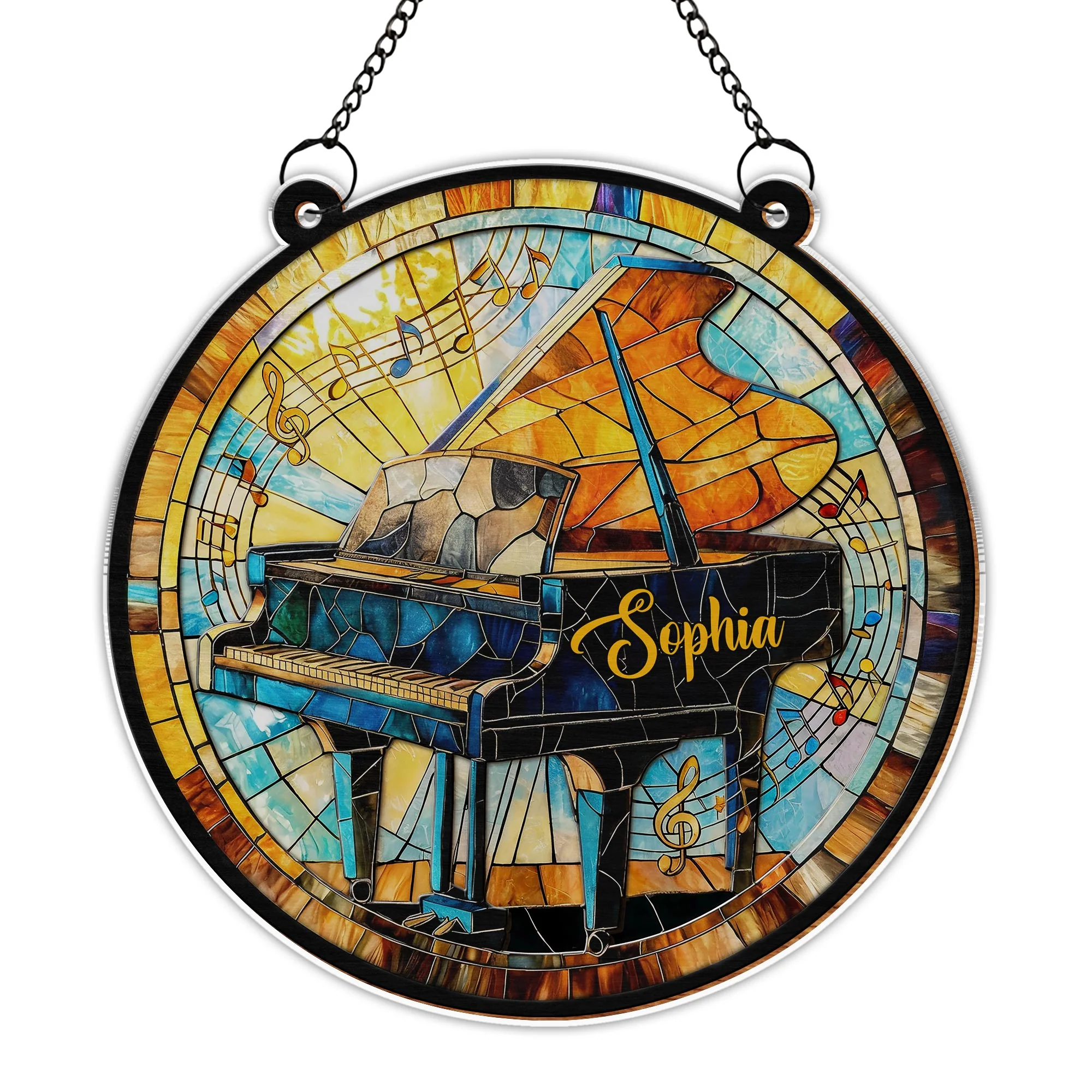 Play With Your Heart Stained Glass Grand Piano Musical Notes - Personalized Custom Suncatcher - HOB076_CSUN - Image 9
