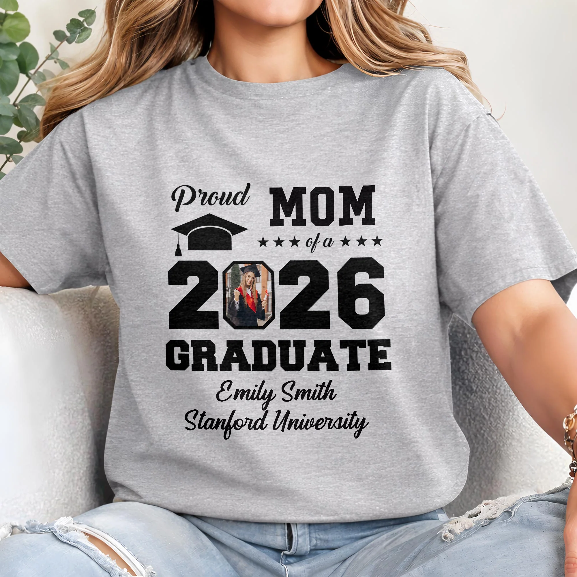 Proud Mom Of A Graduate With Graduation Cap And Photo Frame - Personalized Custom Unisex T-shirt, Hoodie - GRAD355_WBAS - Image 10