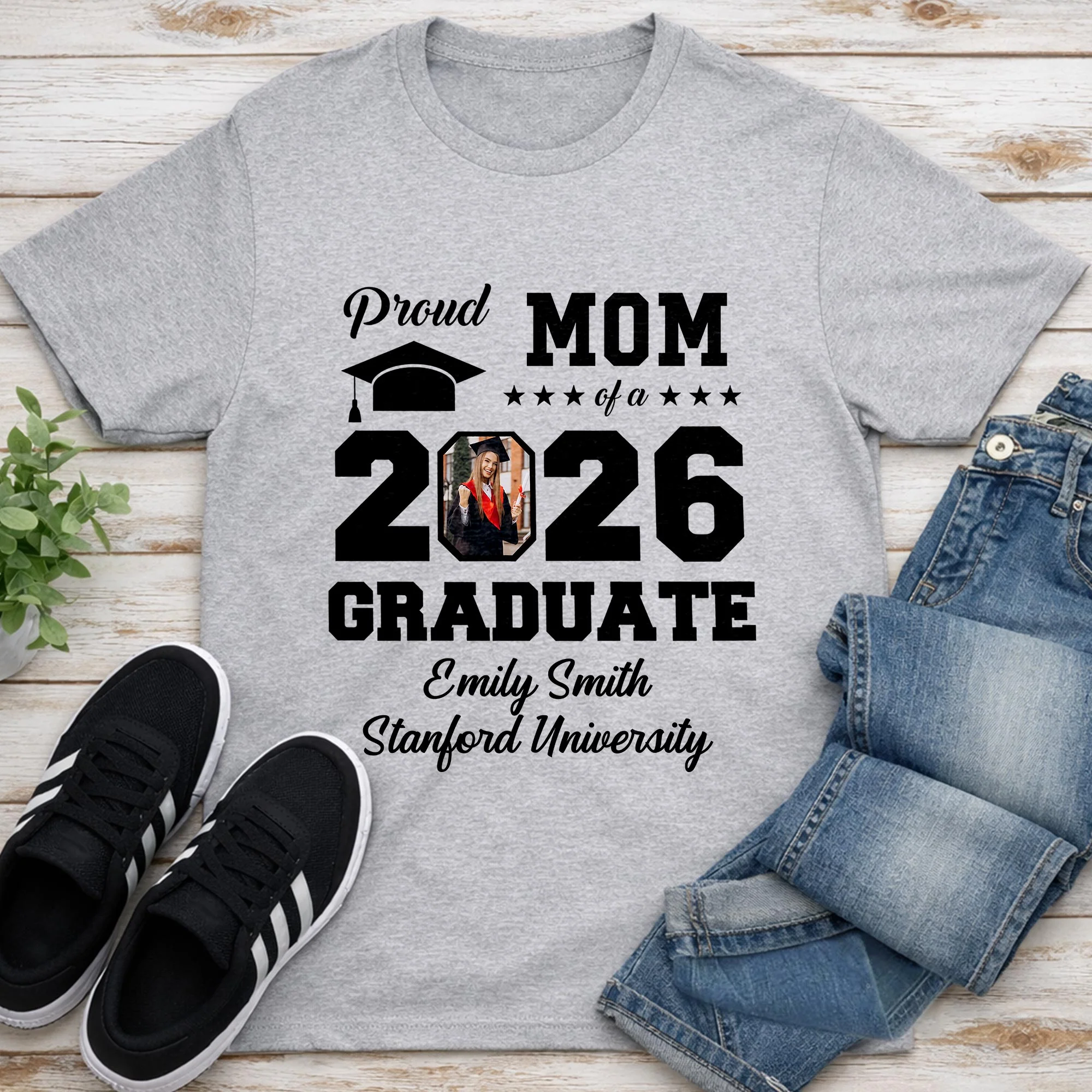 Proud Mom Of A Graduate With Graduation Cap And Photo Frame - Personalized Custom Unisex T-shirt, Hoodie - GRAD355_WBAS - Image 13