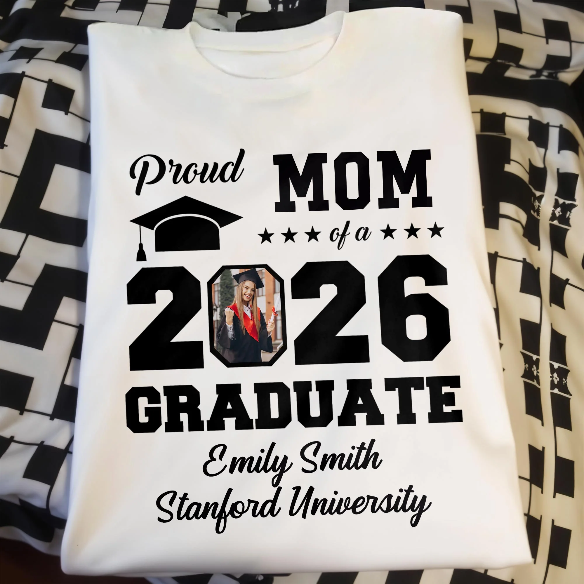 Proud Mom Of A Graduate With Graduation Cap And Photo Frame - Personalized Custom Unisex T-shirt, Hoodie - GRAD355_WBAS - Image 14