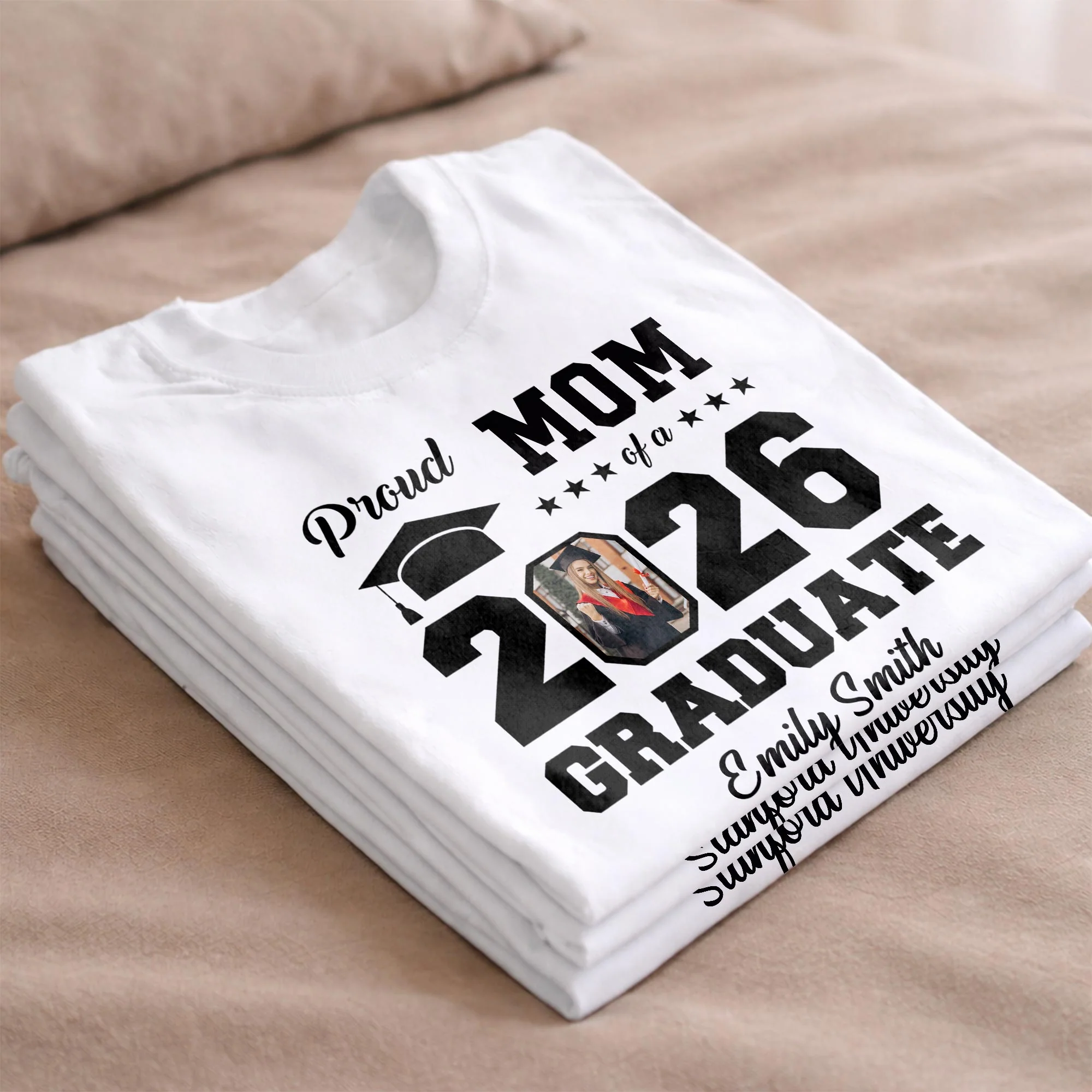 Proud Mom Of A Graduate With Graduation Cap And Photo Frame - Personalized Custom Unisex T-shirt, Hoodie - GRAD355_WBAS - Image 15