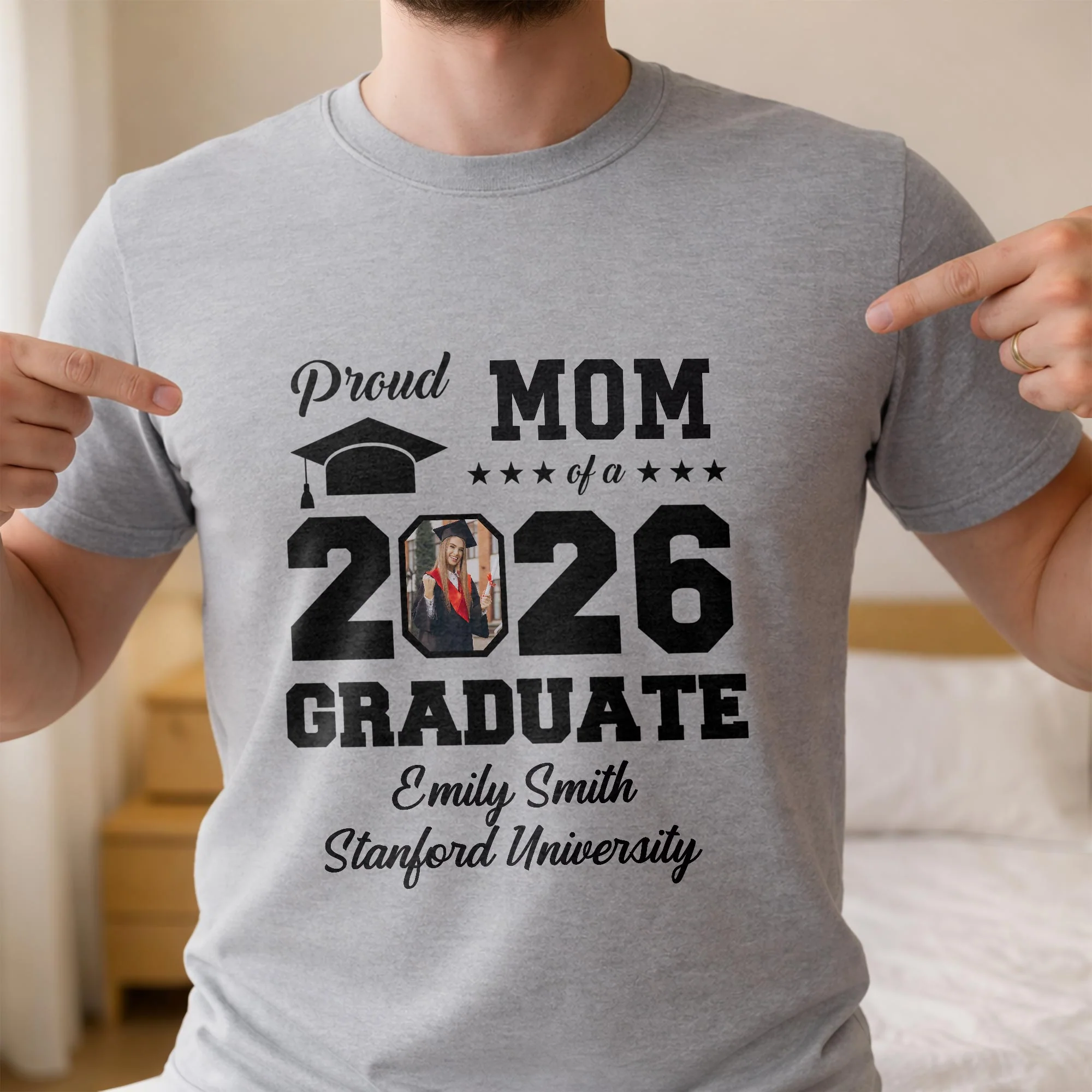 Proud Mom Of A Graduate With Graduation Cap And Photo Frame - Personalized Custom Unisex T-shirt, Hoodie - GRAD355_WBAS - Image 8