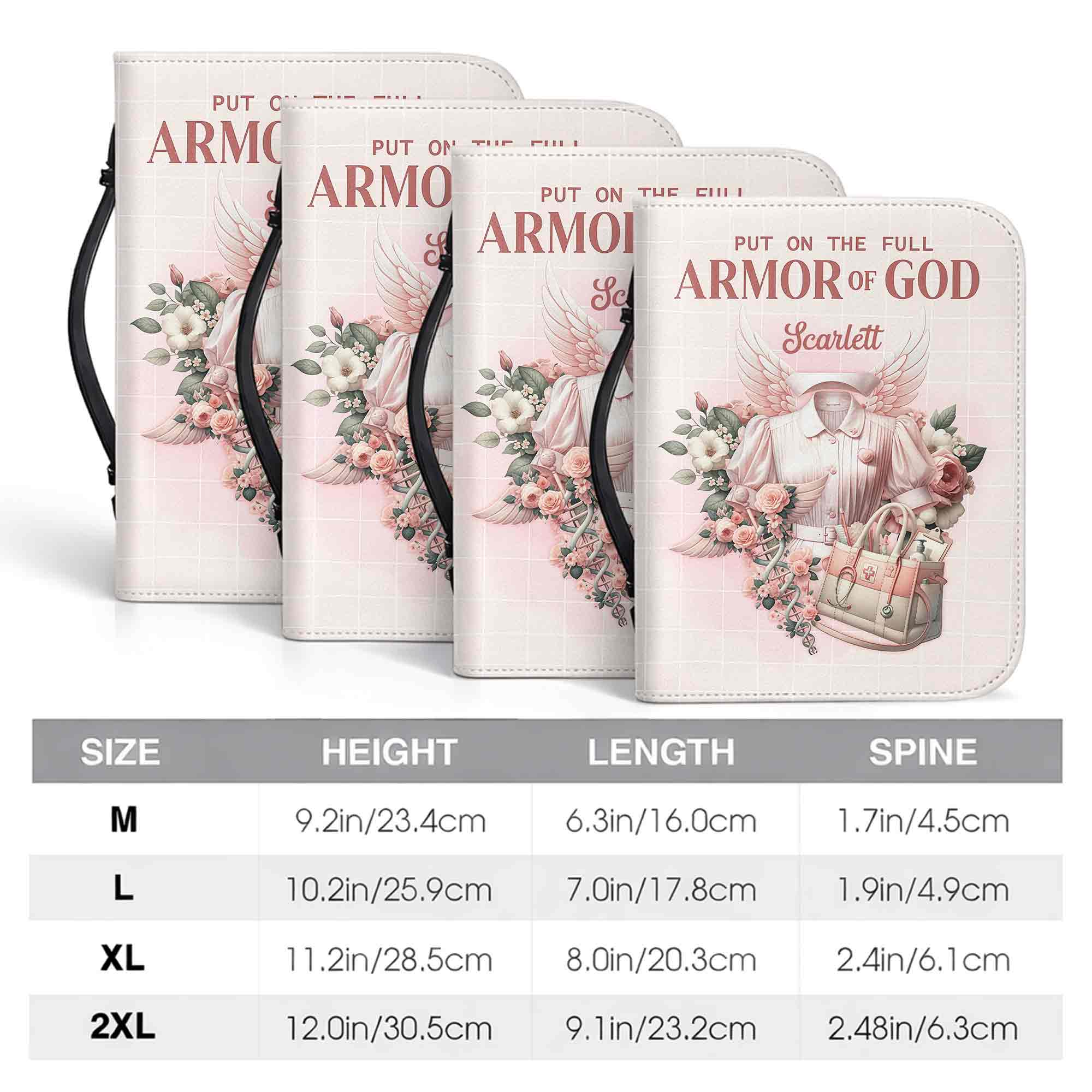 Put On The Full Armor Of God Nurse Uniform Wings And Flowers - Personalized Custom Bible Cover - FTH138_BIBCO - Image 9