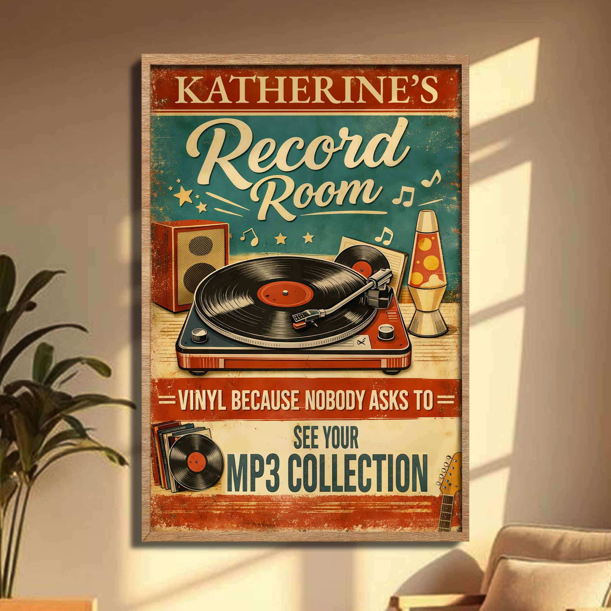 Record Room Vinyl Because Nobody Asks To See Your MP3 Collection Record Player - Personalized Custom Vertical Poster - MUSIC007_VPOS - Image 4