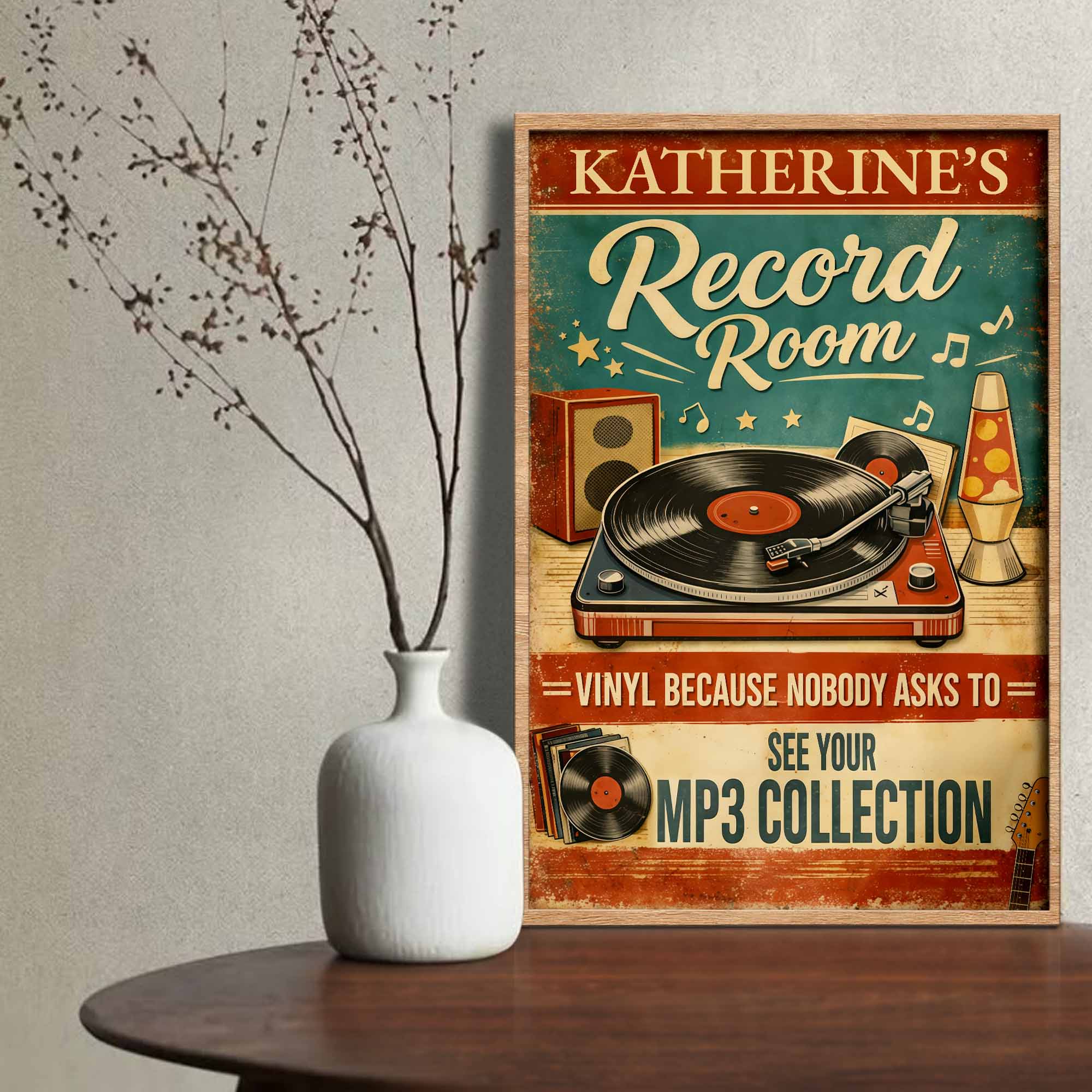 Record Room Vinyl Because Nobody Asks To See Your MP3 Collection Record Player - Personalized Custom Vertical Poster - MUSIC007_VPOS - Image 5