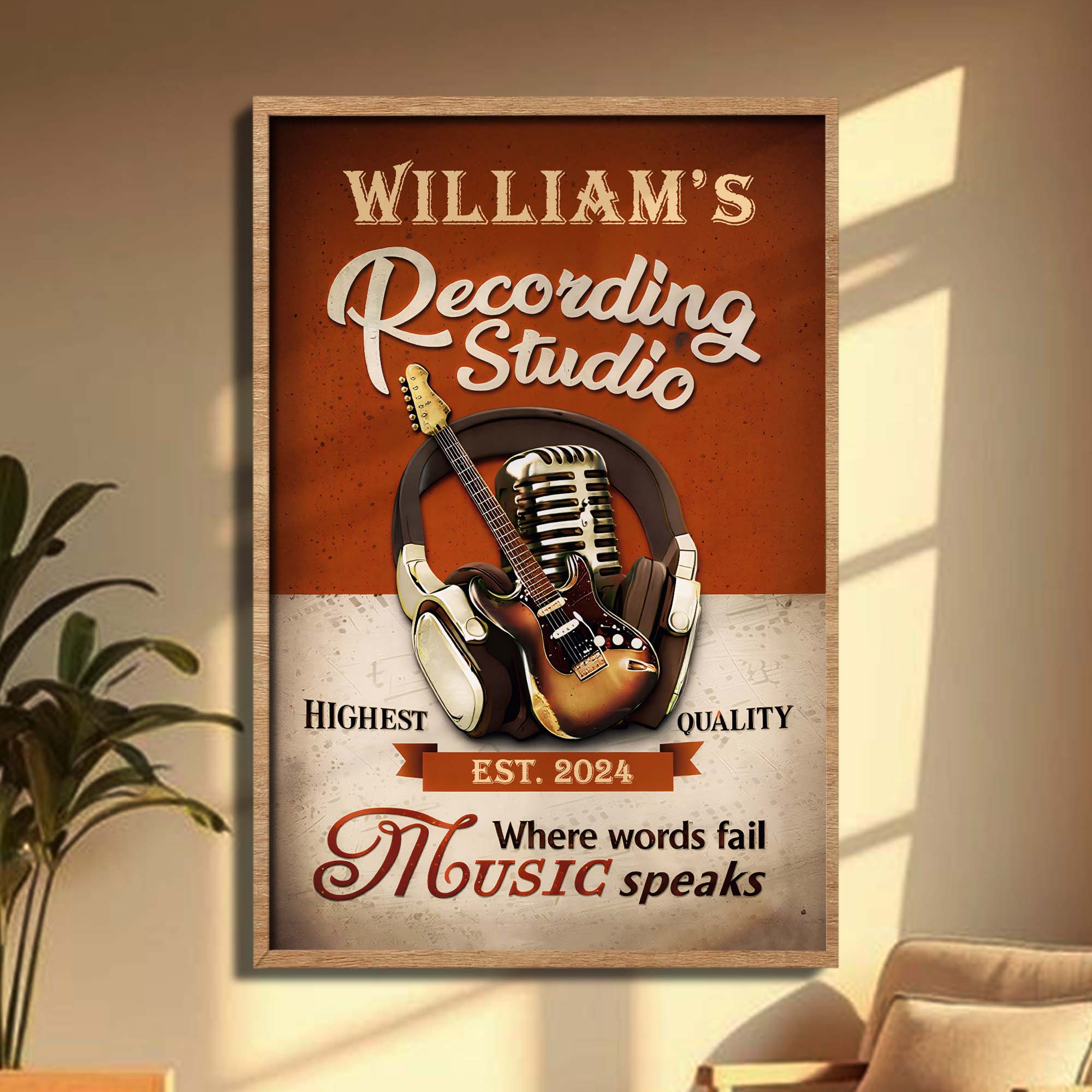 Recording Studio Where Words Fail Music Speaks Guitar and Microphone - Personalized Custom Vertical Poster - MUSIC006_VPOS - Image 4