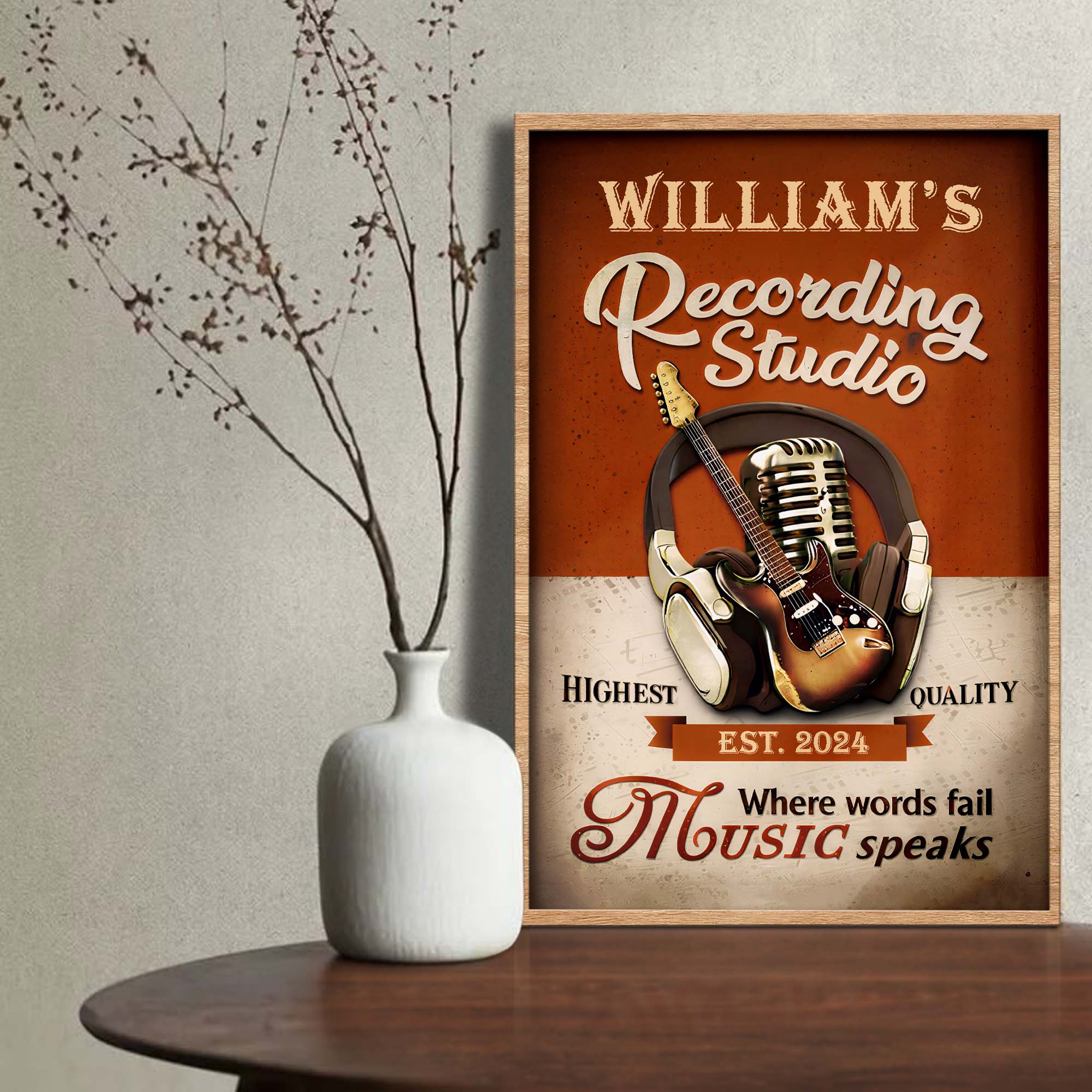 Recording Studio Where Words Fail Music Speaks Guitar and Microphone - Personalized Custom Vertical Poster - MUSIC006_VPOS - Image 5