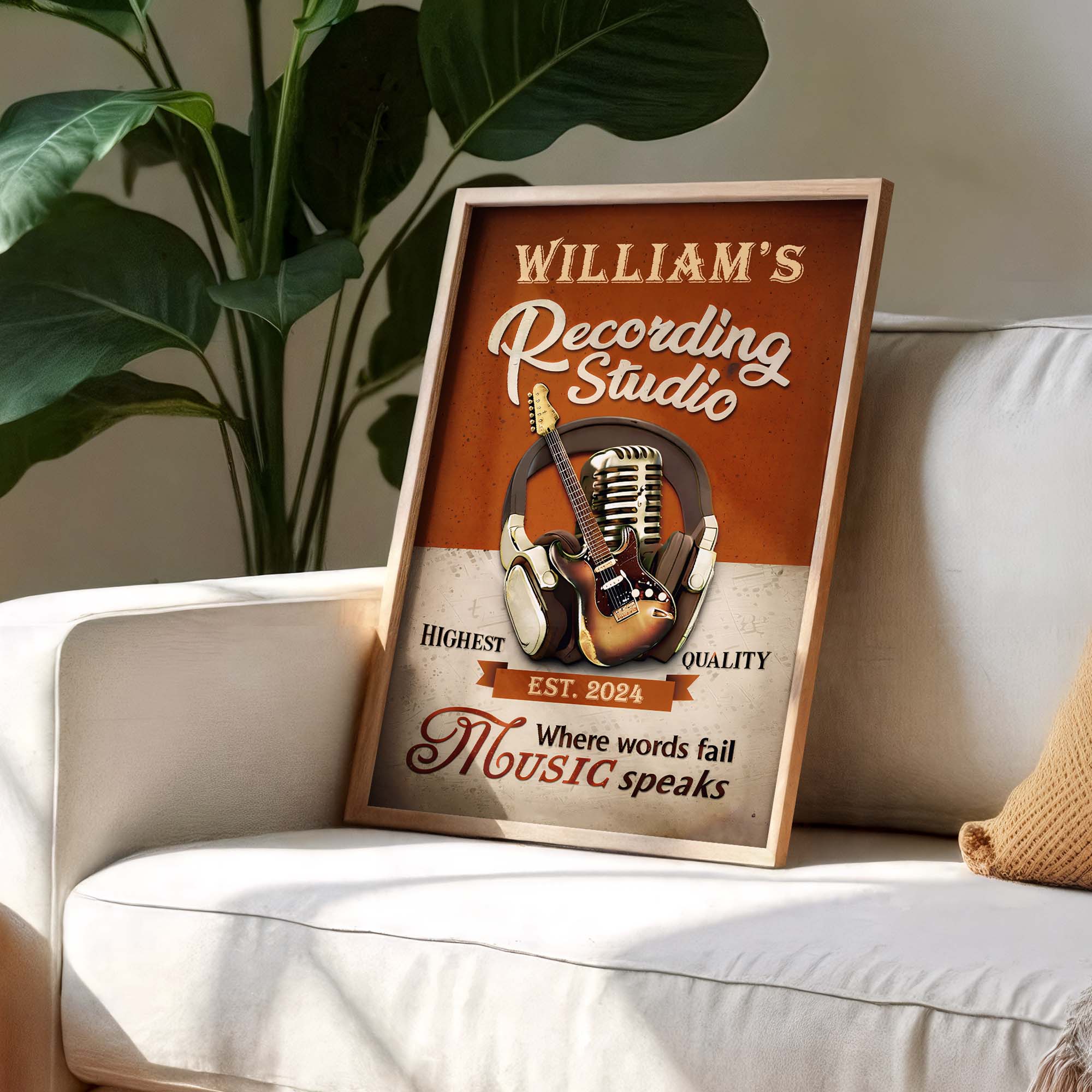 Recording Studio Where Words Fail Music Speaks Guitar and Microphone - Personalized Custom Vertical Poster - MUSIC006_VPOS - Image 6
