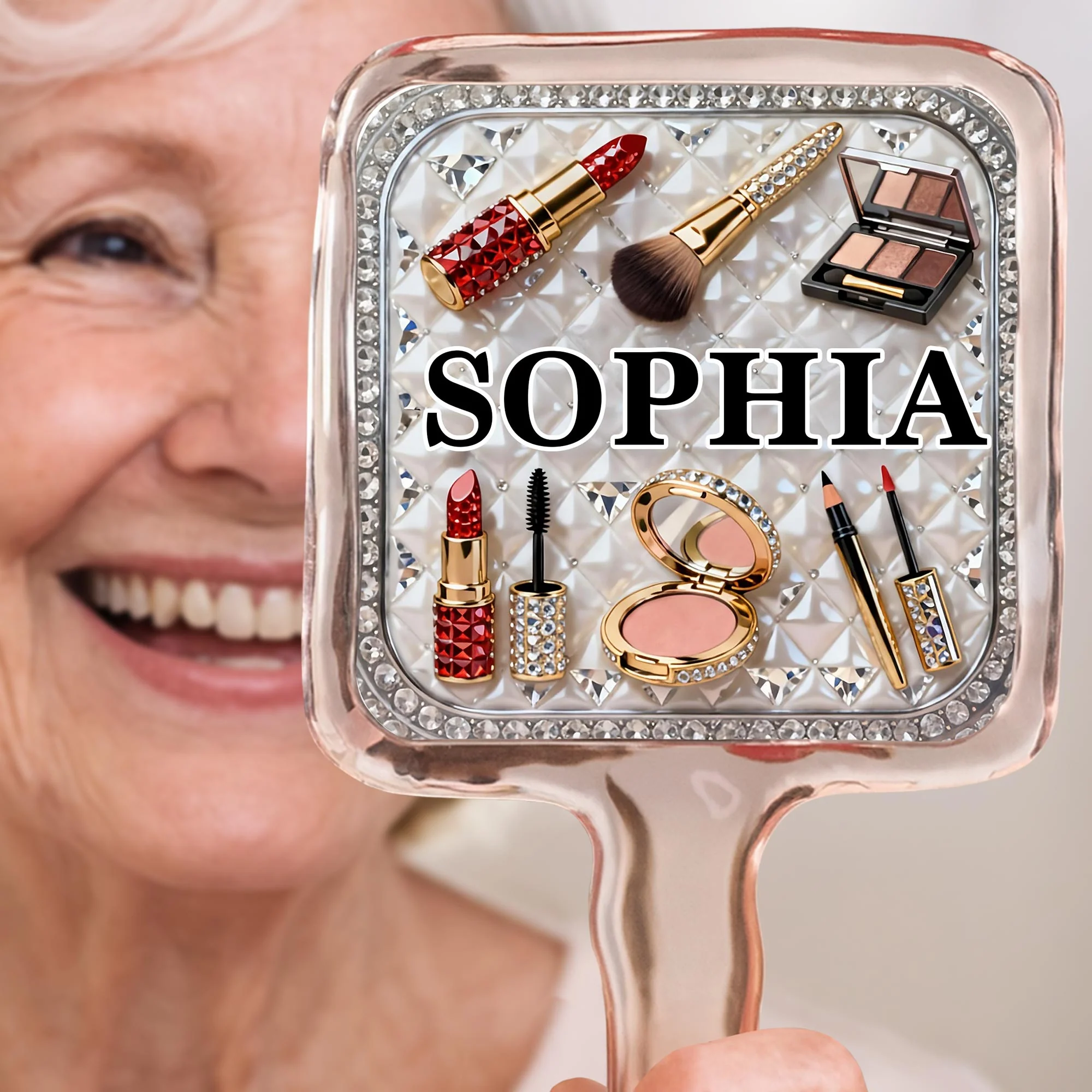 Reflect Your Inner Beauty With Elegant Lipstick And Makeup Accessories - Personalized Handheld Mirror - HOB114_HMIR - Image 2