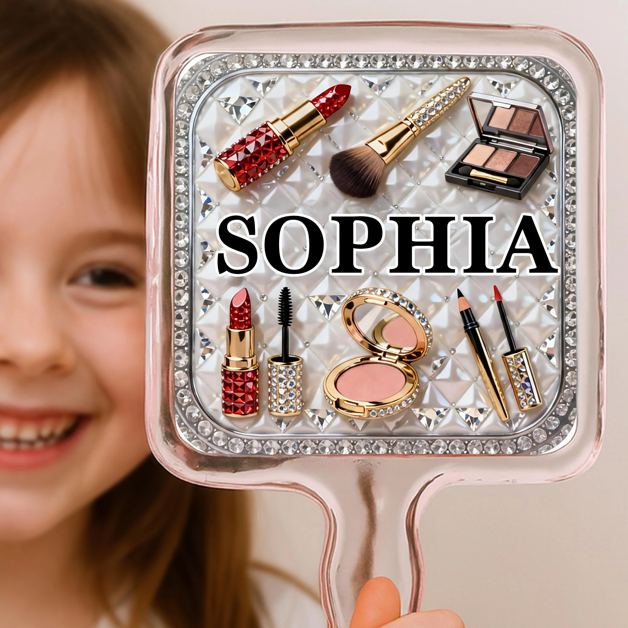 Reflect Your Inner Beauty With Elegant Lipstick And Makeup Accessories - Personalized Handheld Mirror - HOB114_HMIR - Image 3