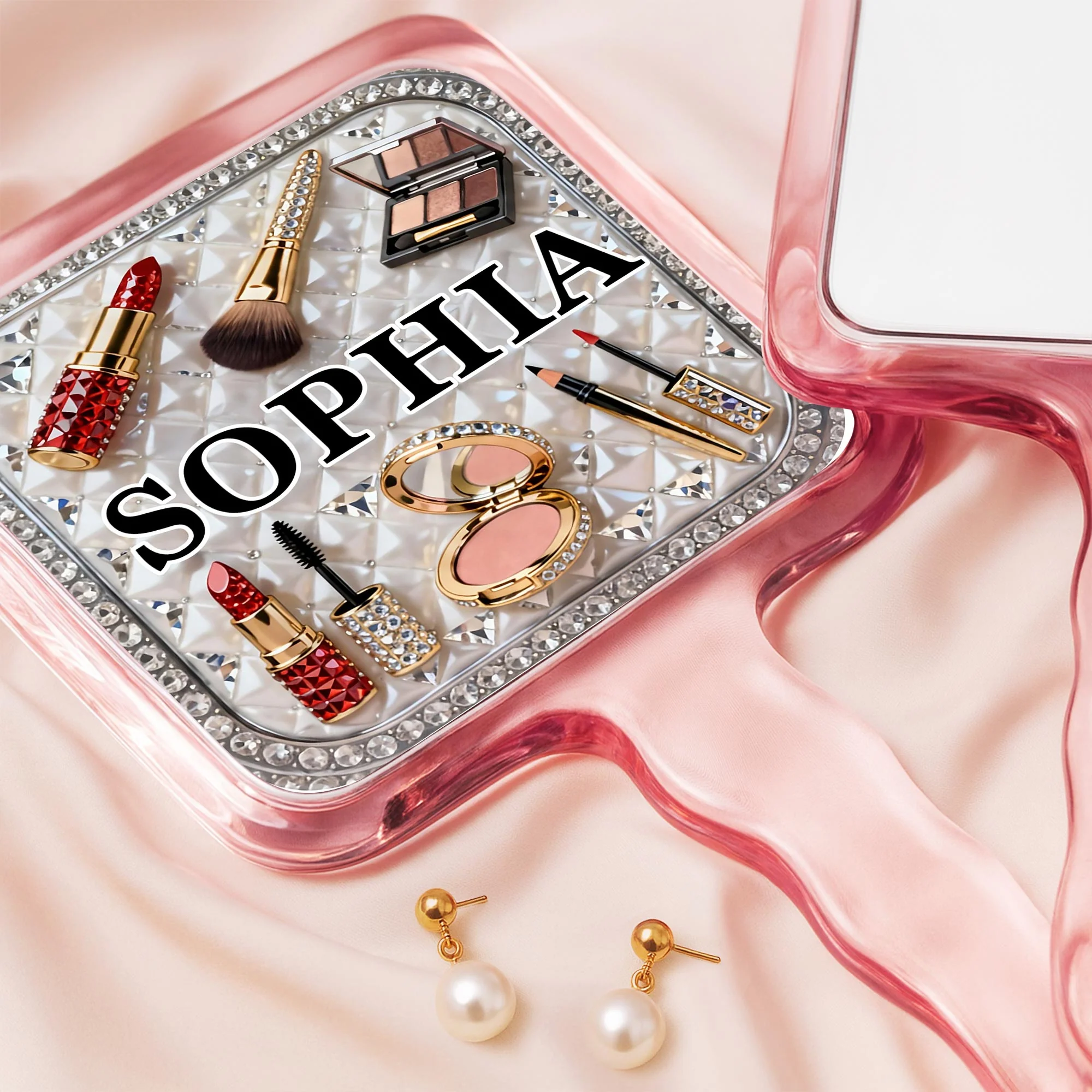 Reflect Your Inner Beauty With Elegant Lipstick And Makeup Accessories - Personalized Handheld Mirror - HOB114_HMIR - Image 5