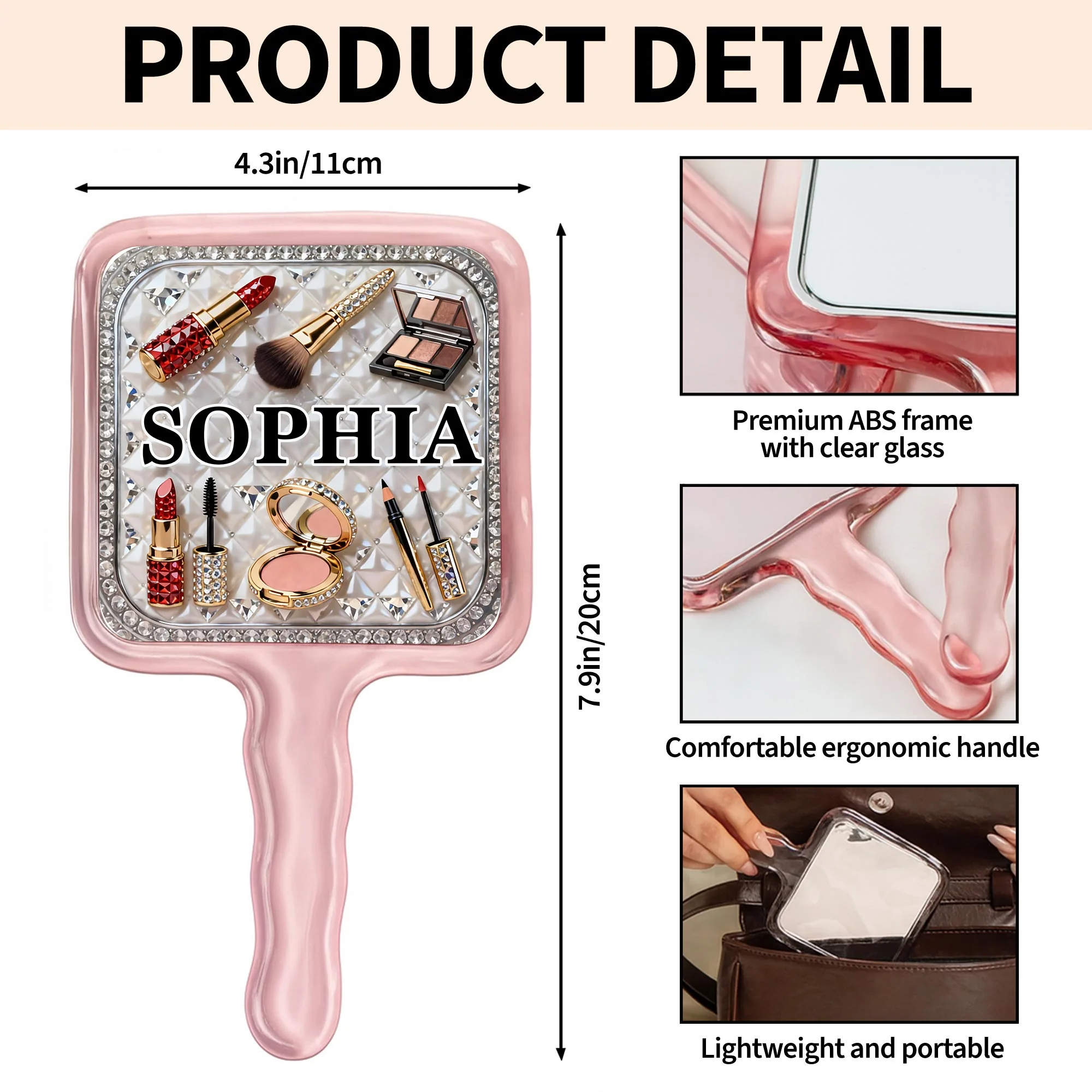 Reflect Your Inner Beauty With Elegant Lipstick And Makeup Accessories - Personalized Handheld Mirror - HOB114_HMIR - Image 8