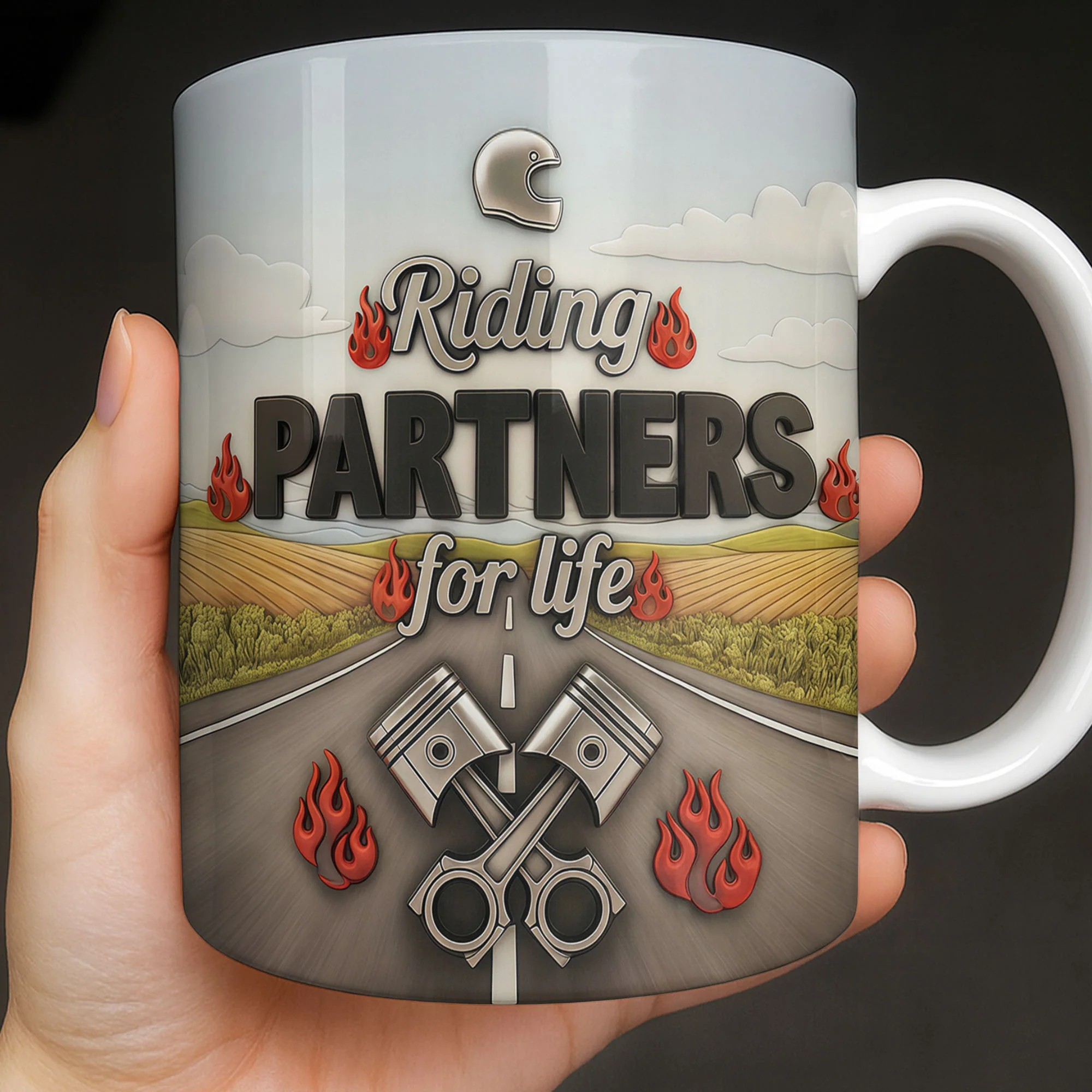 Riding Partners For Life Couple With Motorcycle And Pistons - Personalized Custom Coffee Mug - CPL1407_MG - Image 5