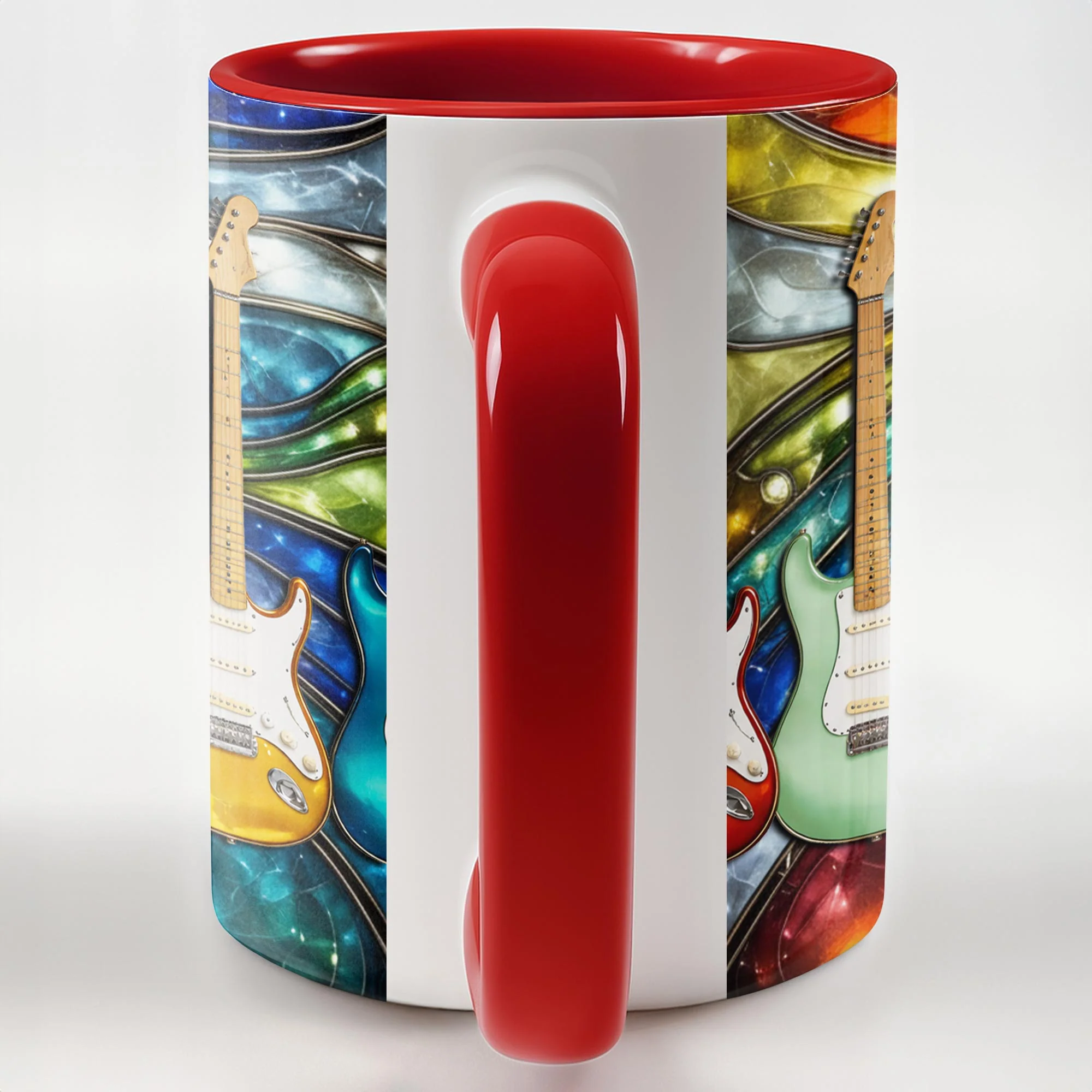 Rock On Vibrant Electric Guitars Stained Glass Style - Personalized Custom Accent Mug - MUSIC041_AMUG - Image 8