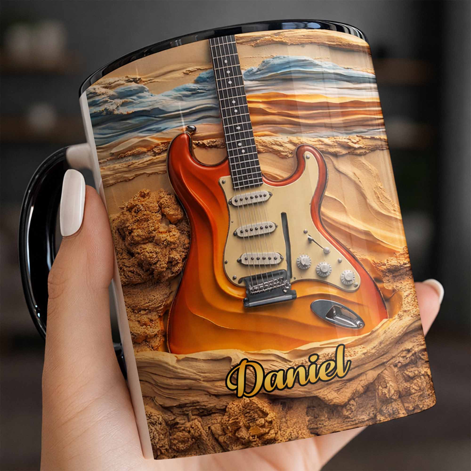 Rock On With A Soul That Sings Electric Guitar Desert Art - Personalized Custom Accent Mug - MUSIC049_AMUG - Image 2
