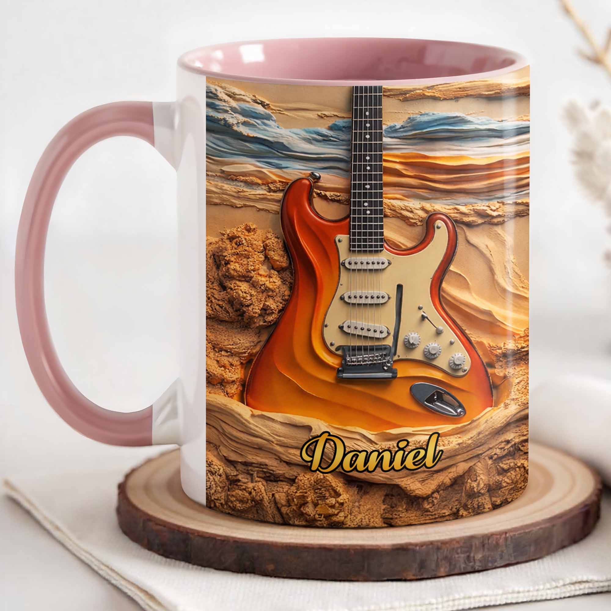 Rock On With A Soul That Sings Electric Guitar Desert Art - Personalized Custom Accent Mug - MUSIC049_AMUG - Image 3