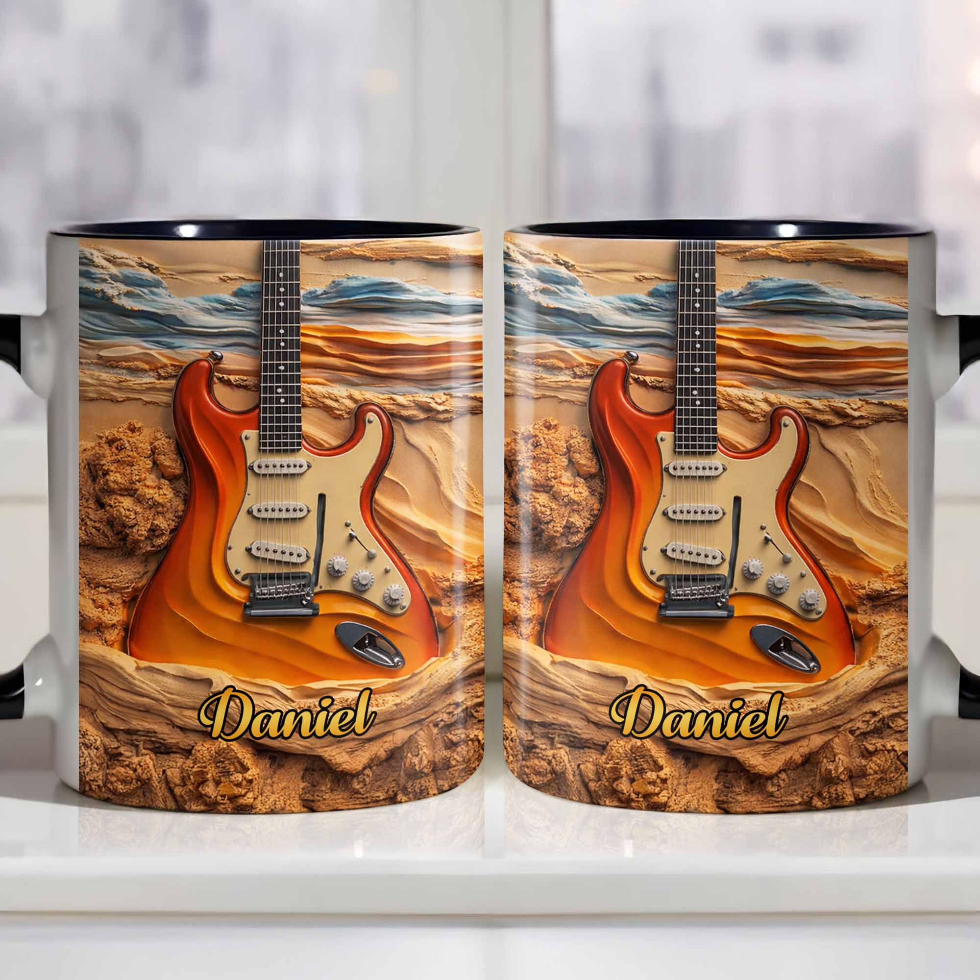 Rock On With A Soul That Sings Electric Guitar Desert Art - Personalized Custom Accent Mug - MUSIC049_AMUG - Image 4