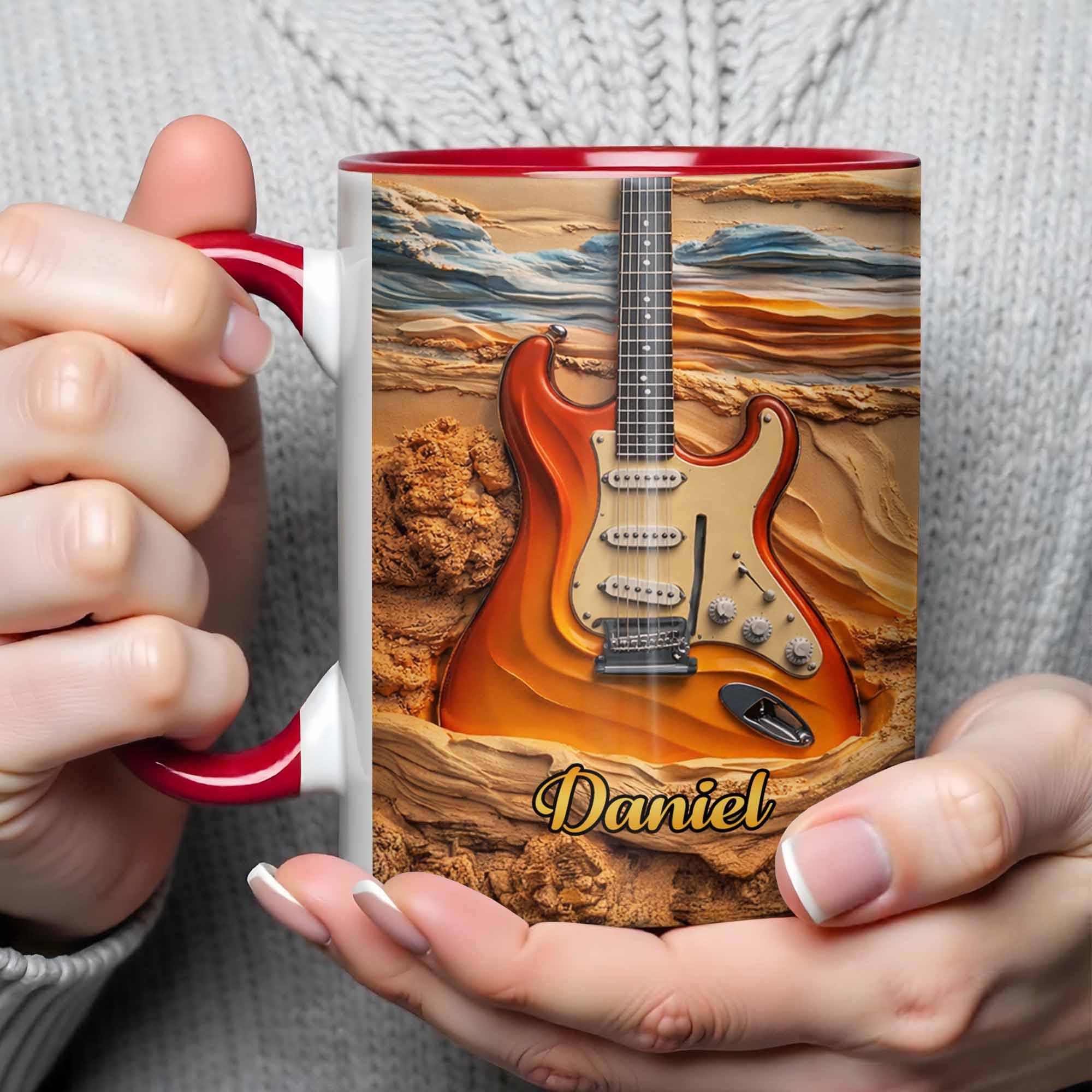Rock On With A Soul That Sings Electric Guitar Desert Art - Personalized Custom Accent Mug - MUSIC049_AMUG - Image 5