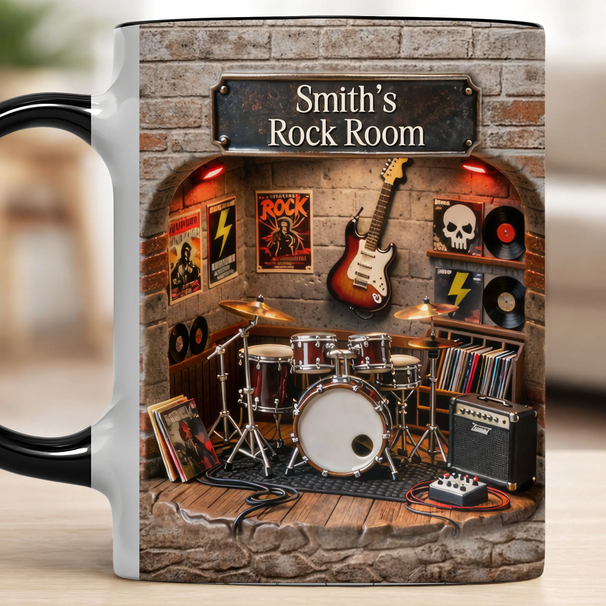 Rock Room With Guitar And Drums Set Design - Personalized Custom Accent Mug - MUSIC011_AMUG - Image 11