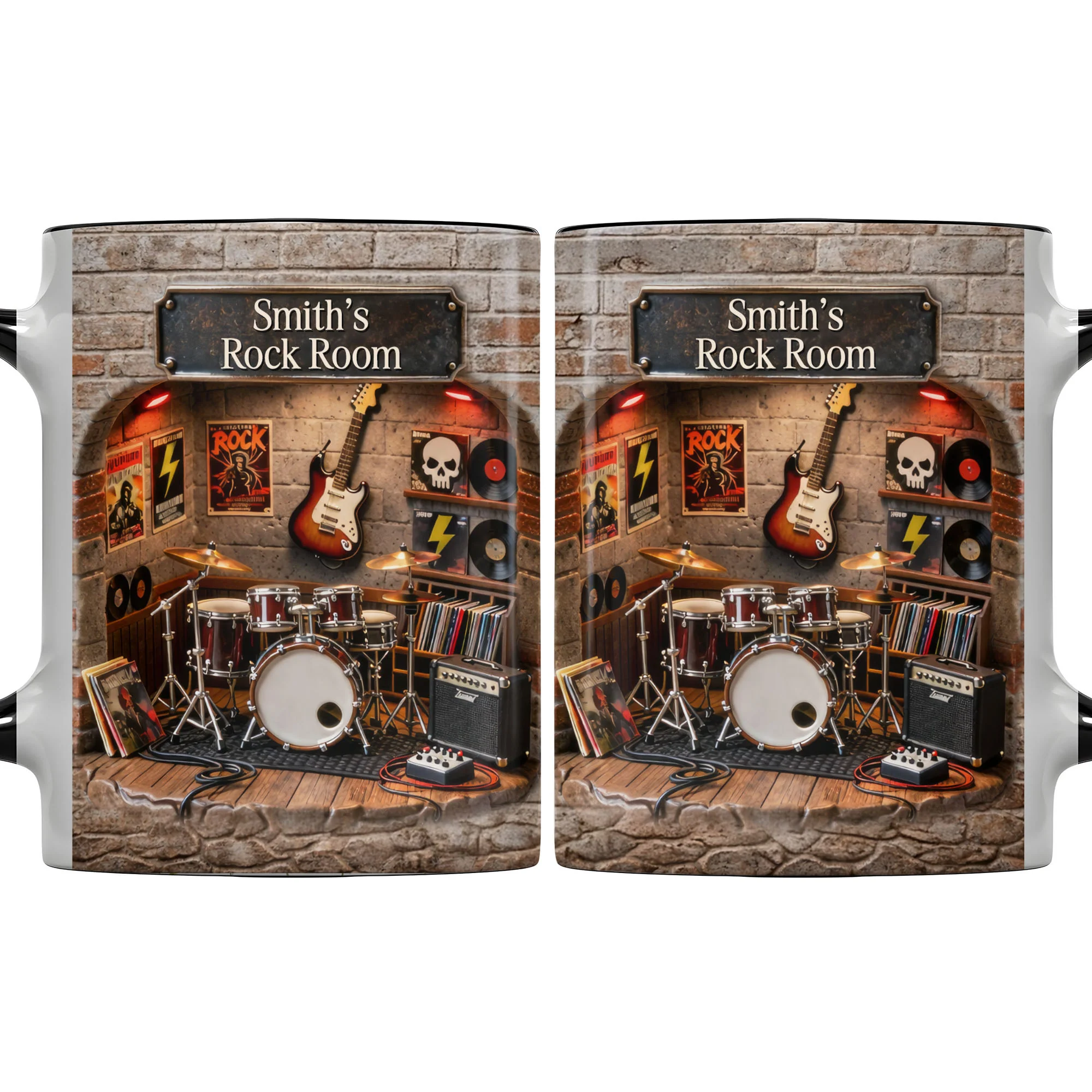 Rock Room With Guitar And Drums Set Design - Personalized Custom Accent Mug - MUSIC011_AMUG - Image 12