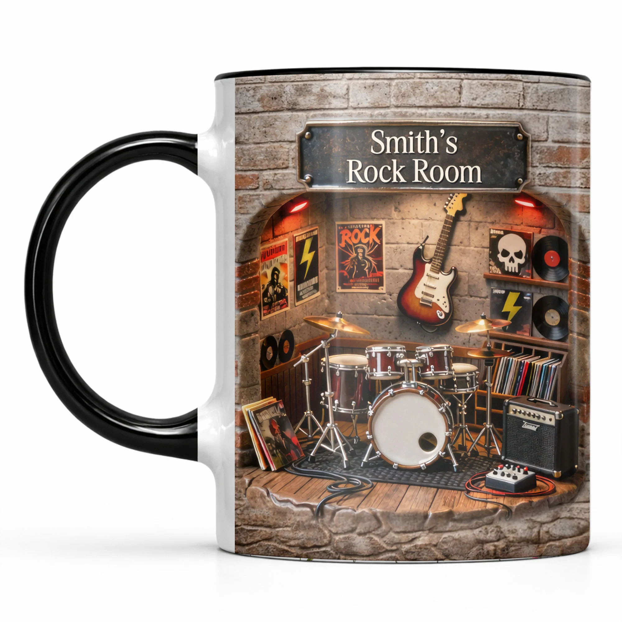 Rock Room With Guitar And Drums Set Design - Personalized Custom Accent Mug - MUSIC011_AMUG - Image 13
