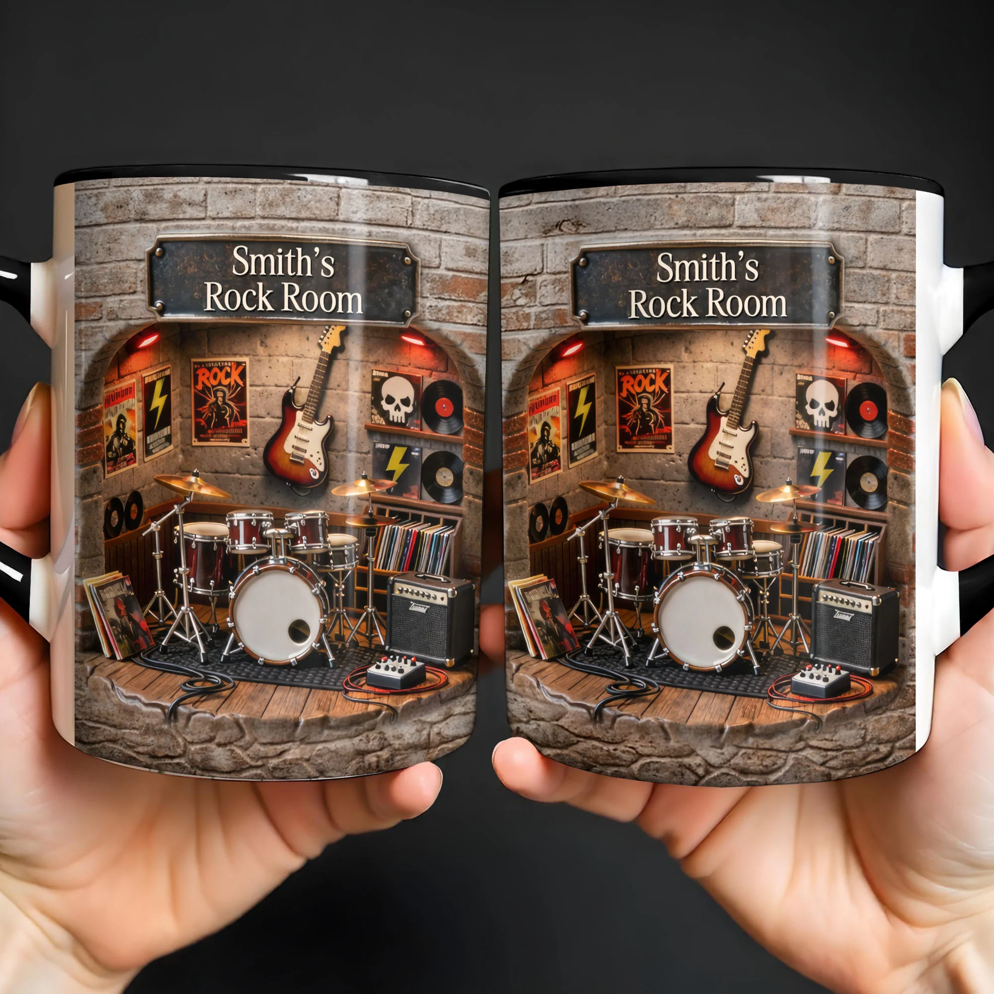 Rock Room With Guitar And Drums Set Design - Personalized Custom Accent Mug - MUSIC011_AMUG - Image 5