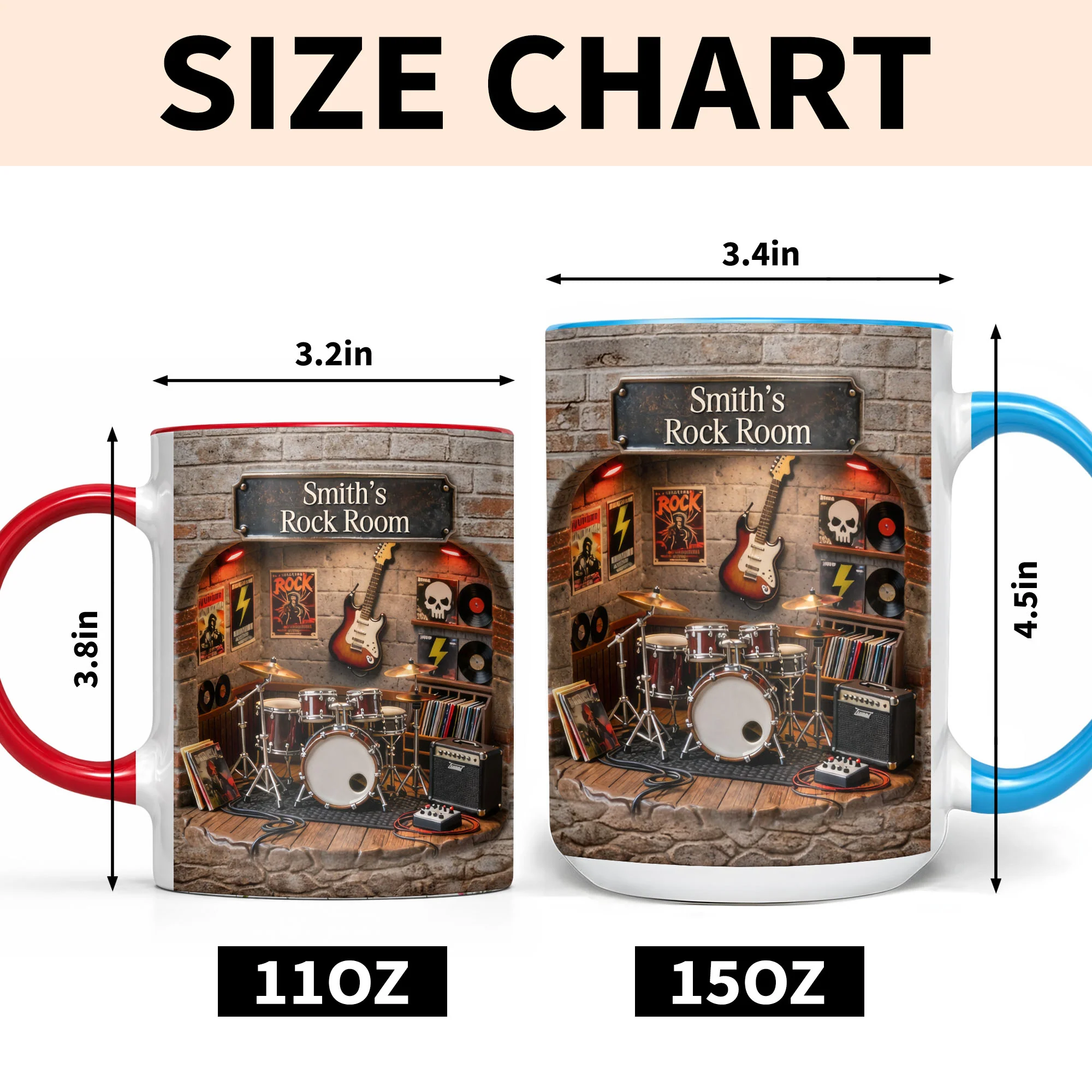 Rock Room With Guitar And Drums Set Design - Personalized Custom Accent Mug - MUSIC011_AMUG - Image 7