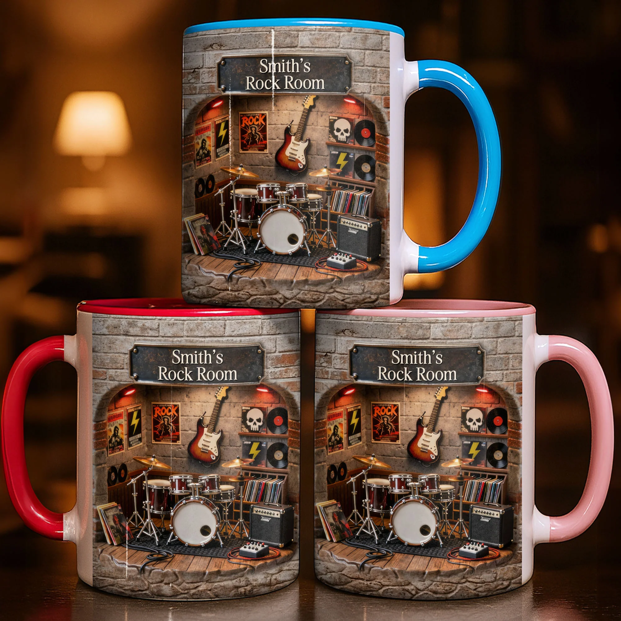Rock Room With Guitar And Drums Set Design - Personalized Custom Accent Mug - MUSIC011_AMUG - Image 8