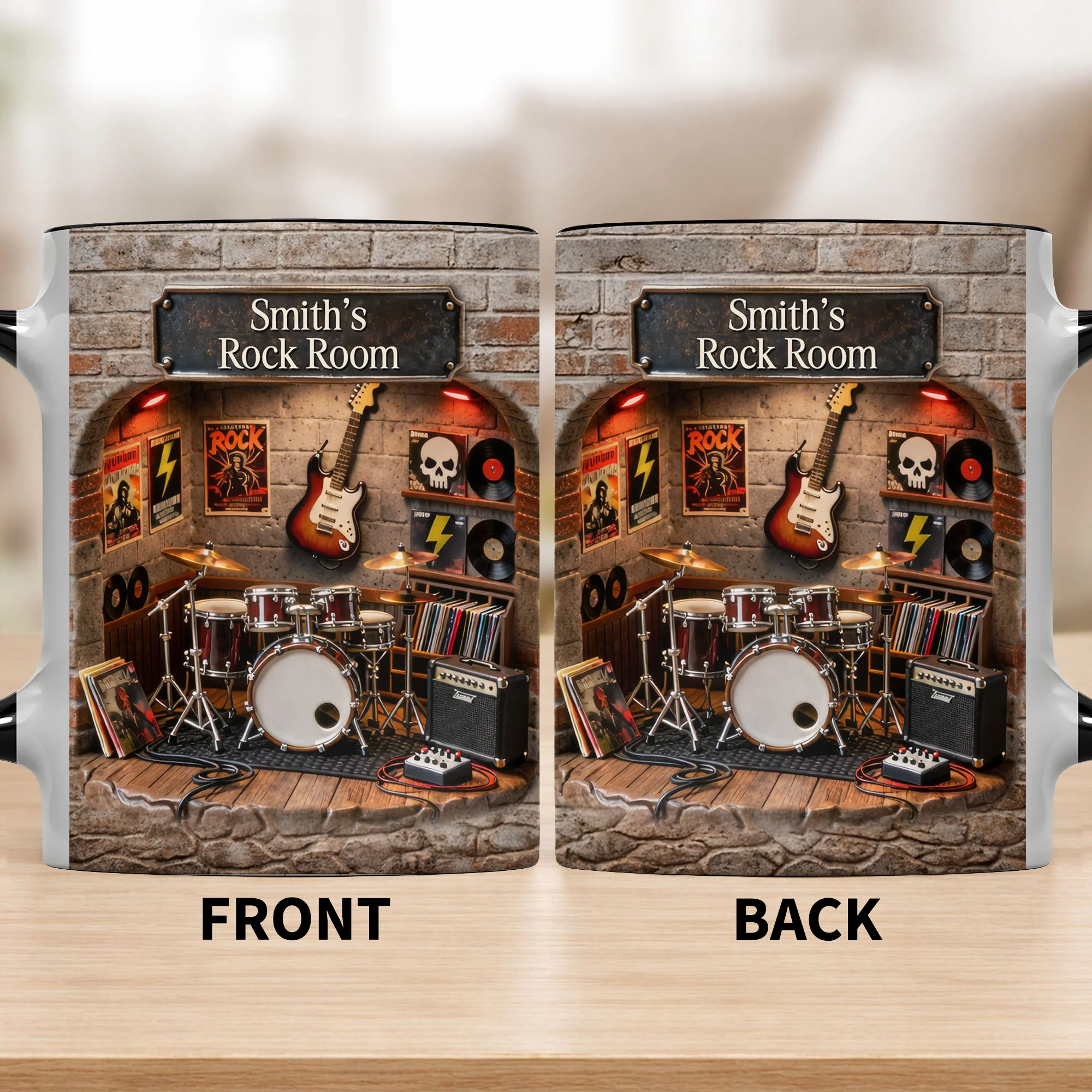 Rock Room With Guitar And Drums Set Design - Personalized Custom Accent Mug - MUSIC011_AMUG - Image 9