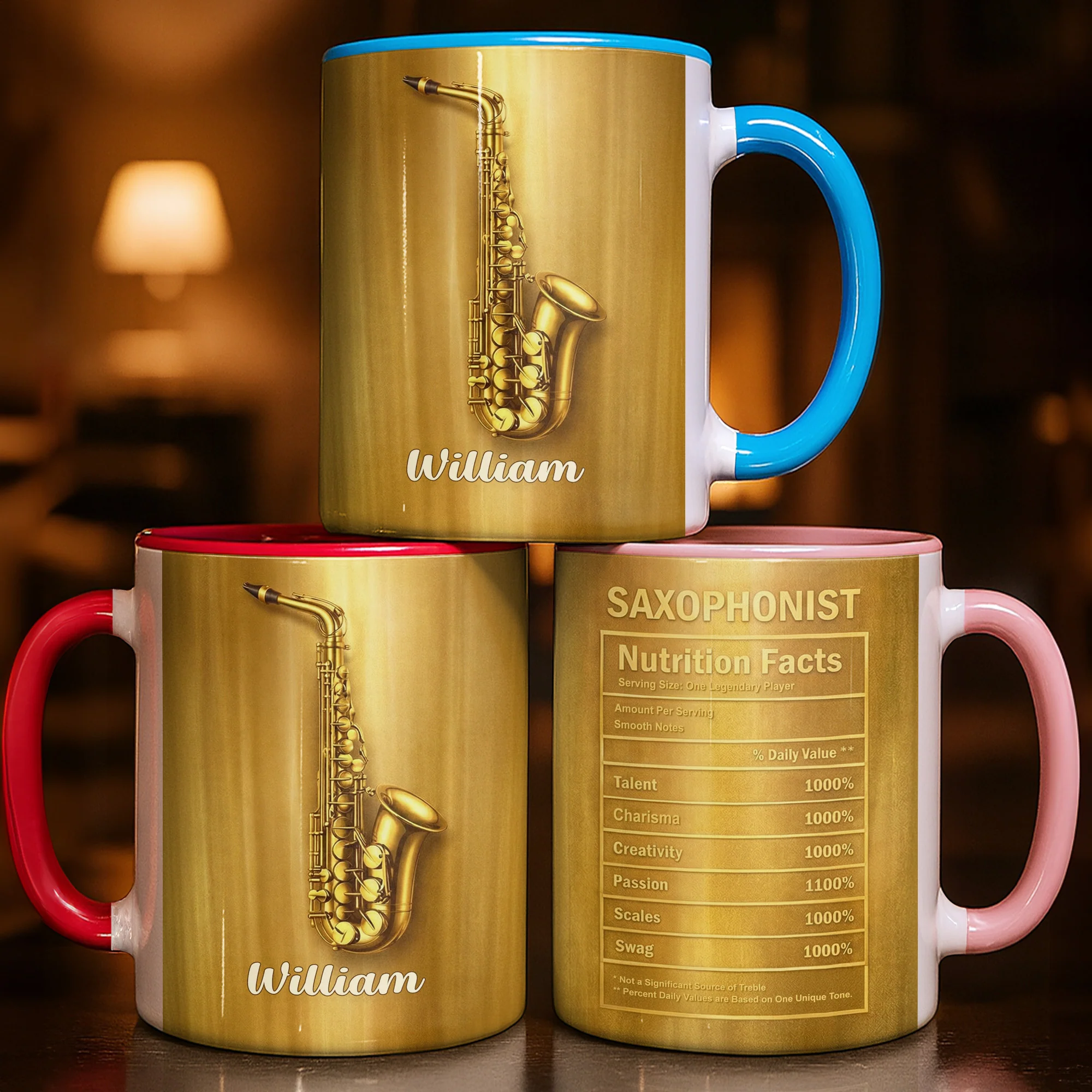 Saxophonist Nutrition Facts Serving Size One Legendary Player Saxophone Design - Personalized Custom Accent Mug - MUSIC031_AMUG - Image 10