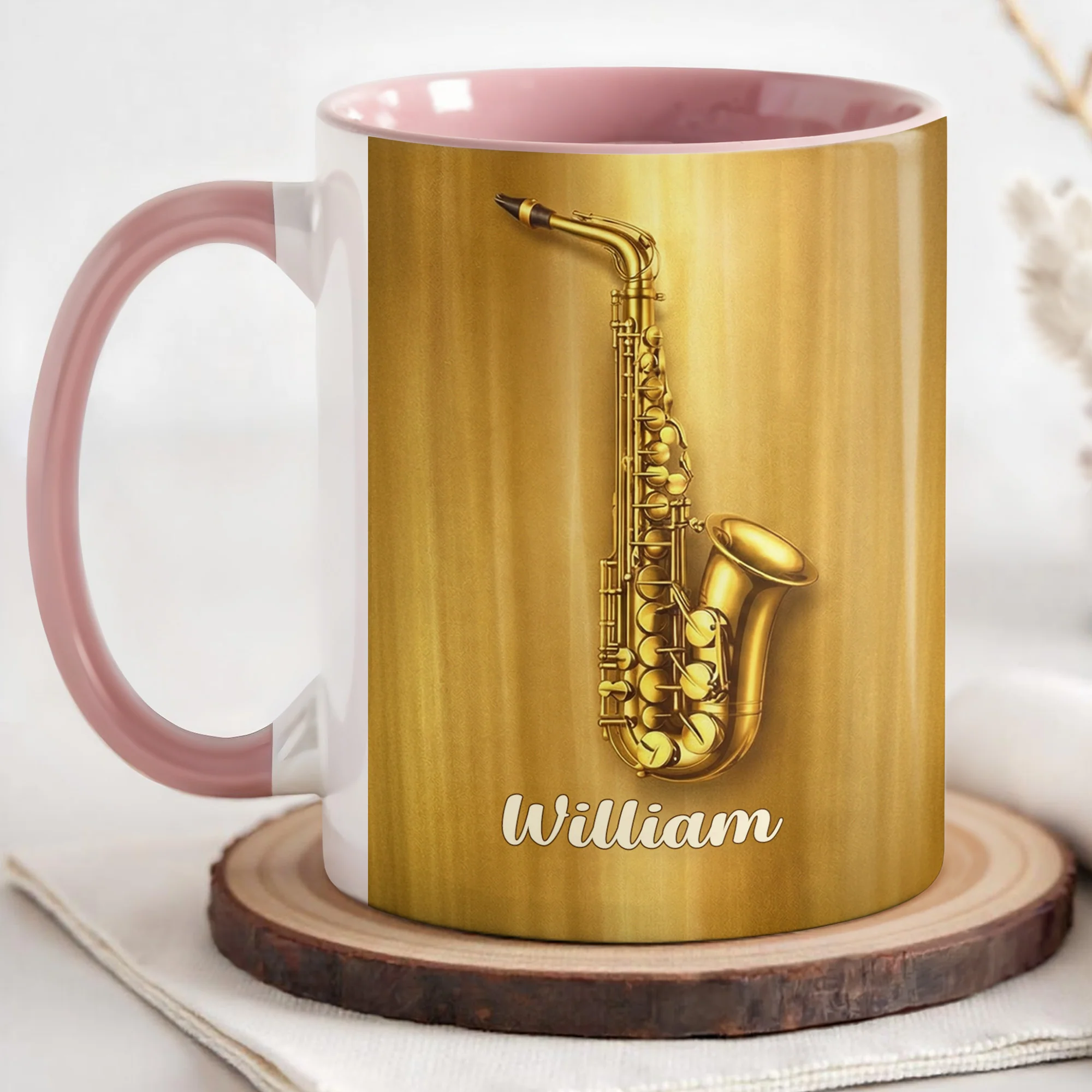Saxophonist Nutrition Facts Serving Size One Legendary Player Saxophone Design - Personalized Custom Accent Mug - MUSIC031_AMUG - Image 5
