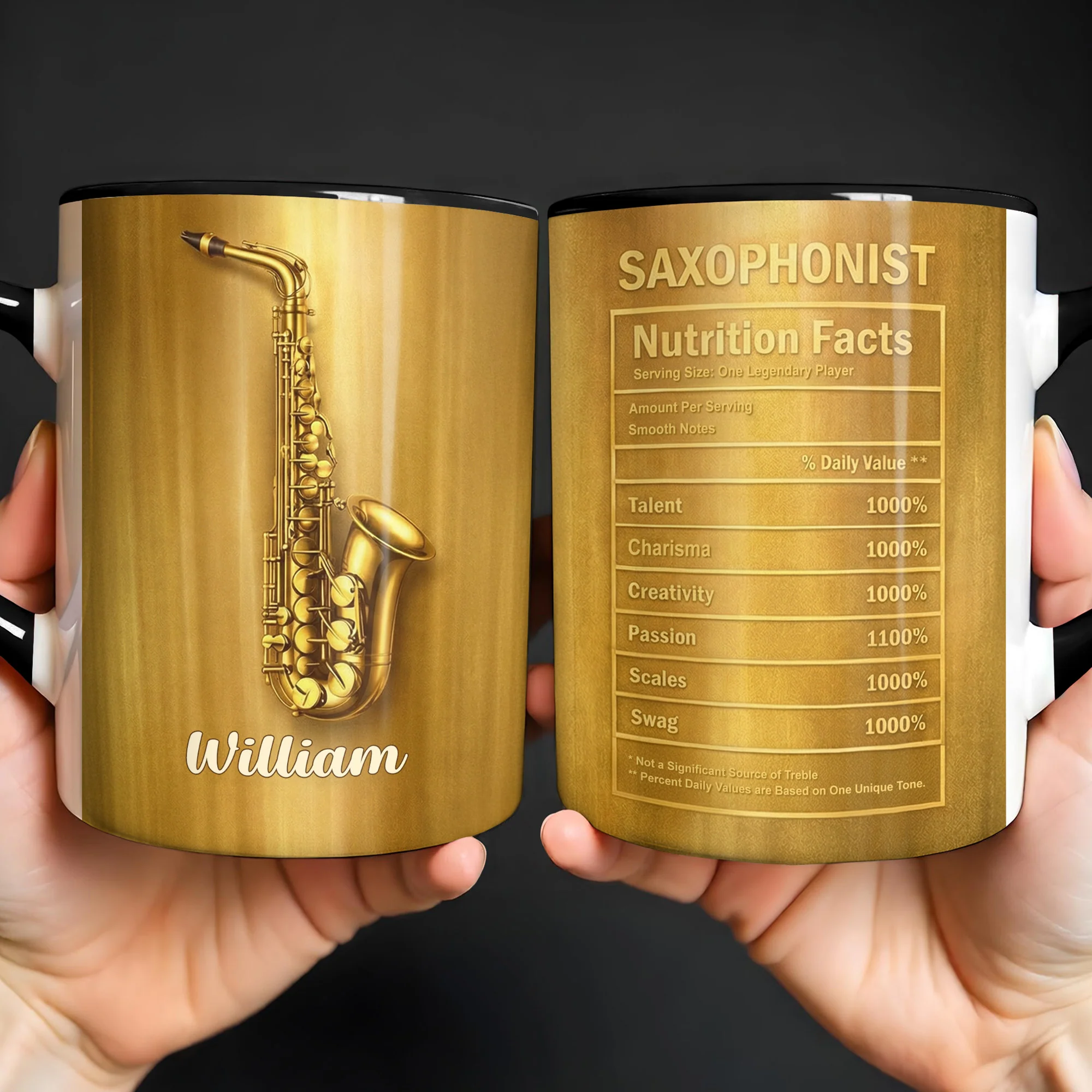 Saxophonist Nutrition Facts Serving Size One Legendary Player Saxophone Design - Personalized Custom Accent Mug - MUSIC031_AMUG - Image 7