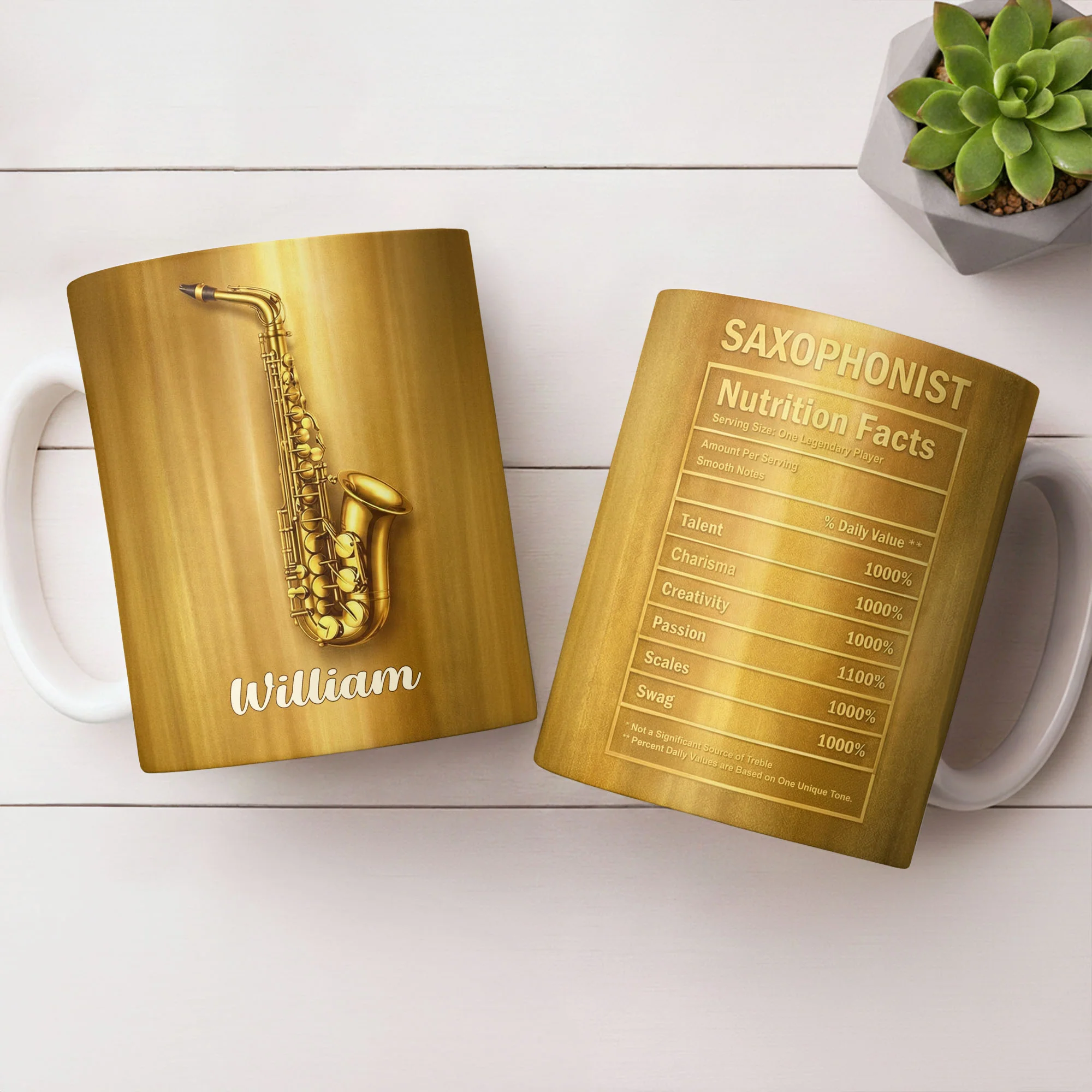 Saxophonist Nutrition Facts Serving Size One Legendary Player Saxophone Design - Personalized Custom Coffee Mug - MUSIC031_MG - Image 10