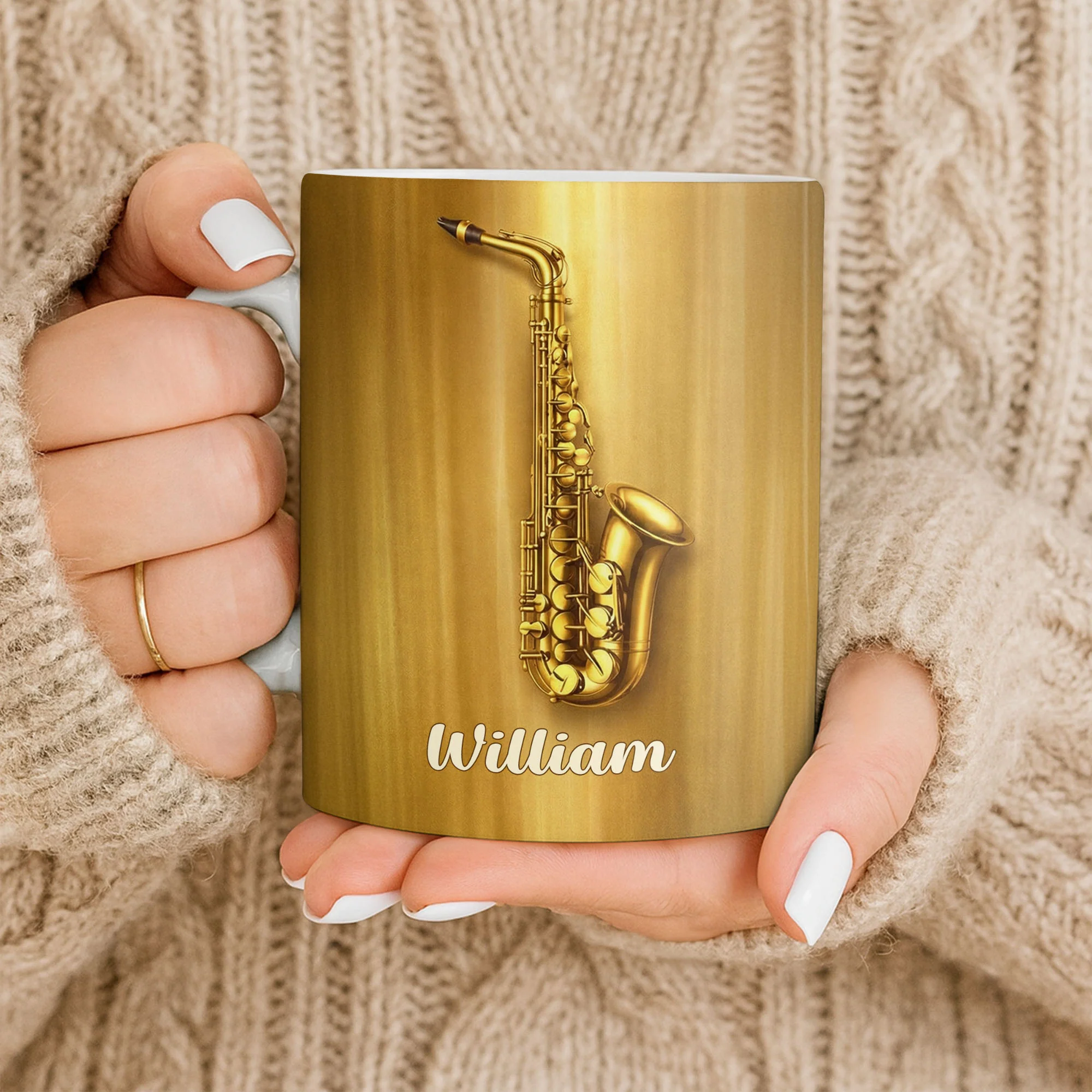 Saxophonist Nutrition Facts Serving Size One Legendary Player Saxophone Design - Personalized Custom Coffee Mug - MUSIC031_MG - Image 12
