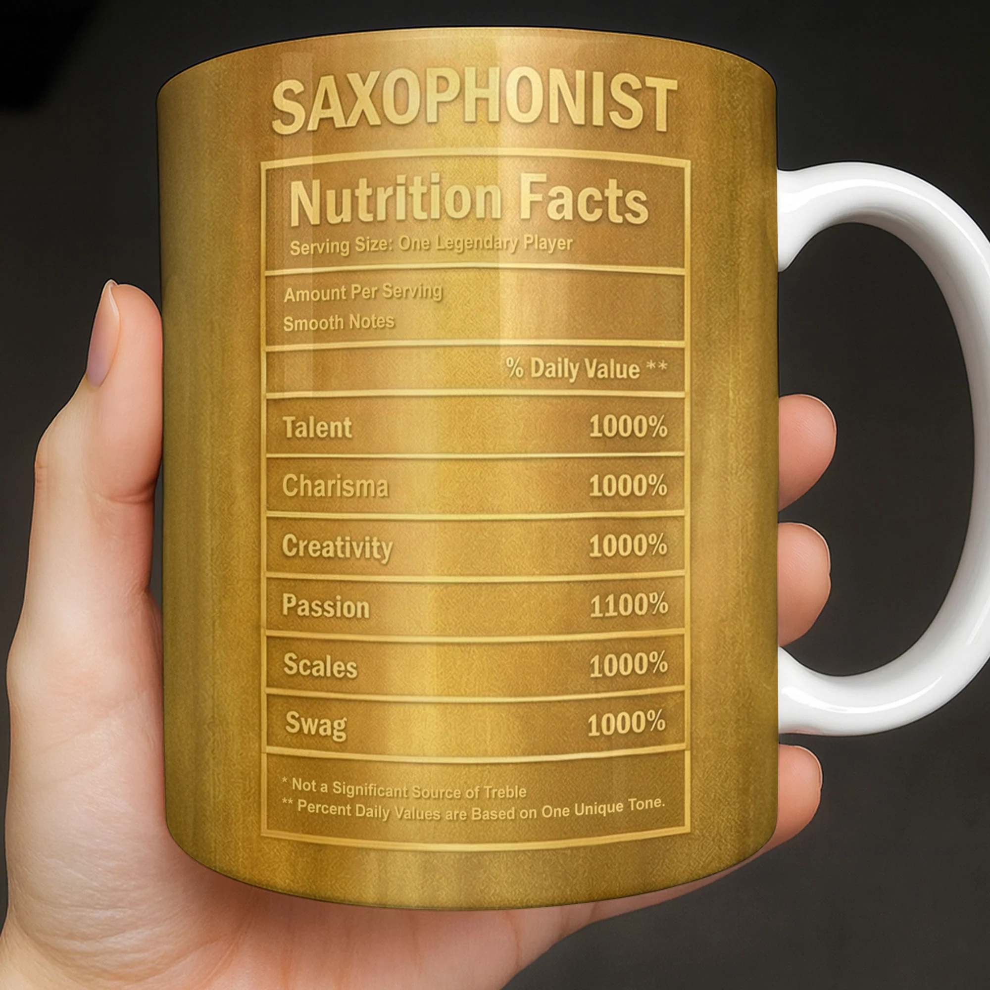 Saxophonist Nutrition Facts Serving Size One Legendary Player Saxophone Design - Personalized Custom Coffee Mug - MUSIC031_MG - Image 5