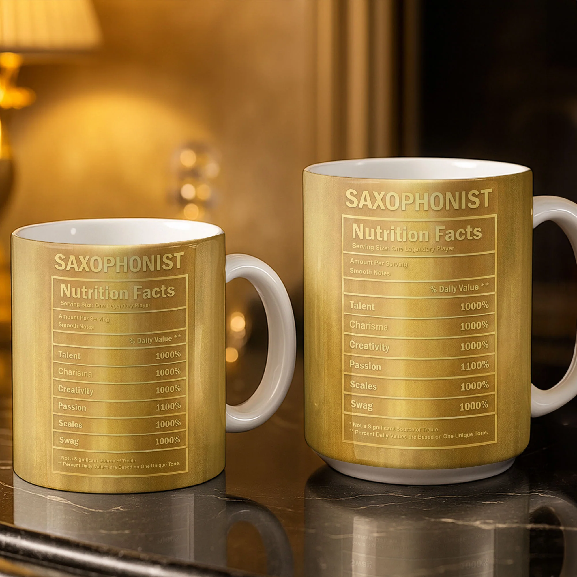 Saxophonist Nutrition Facts Serving Size One Legendary Player Saxophone Design - Personalized Custom Coffee Mug - MUSIC031_MG - Image 6